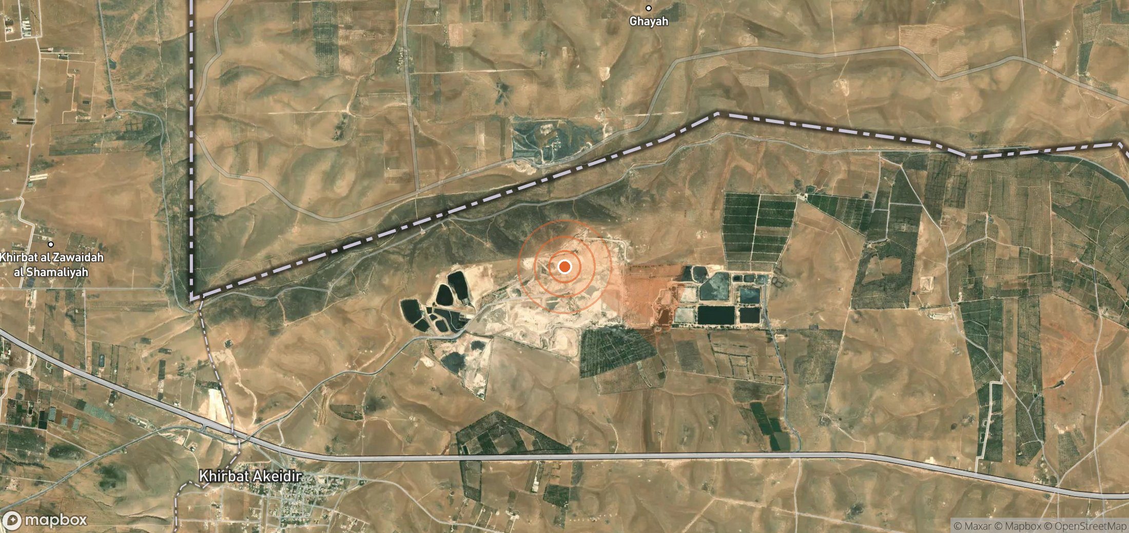 Mapa satelital de plumas de metano en Jordania