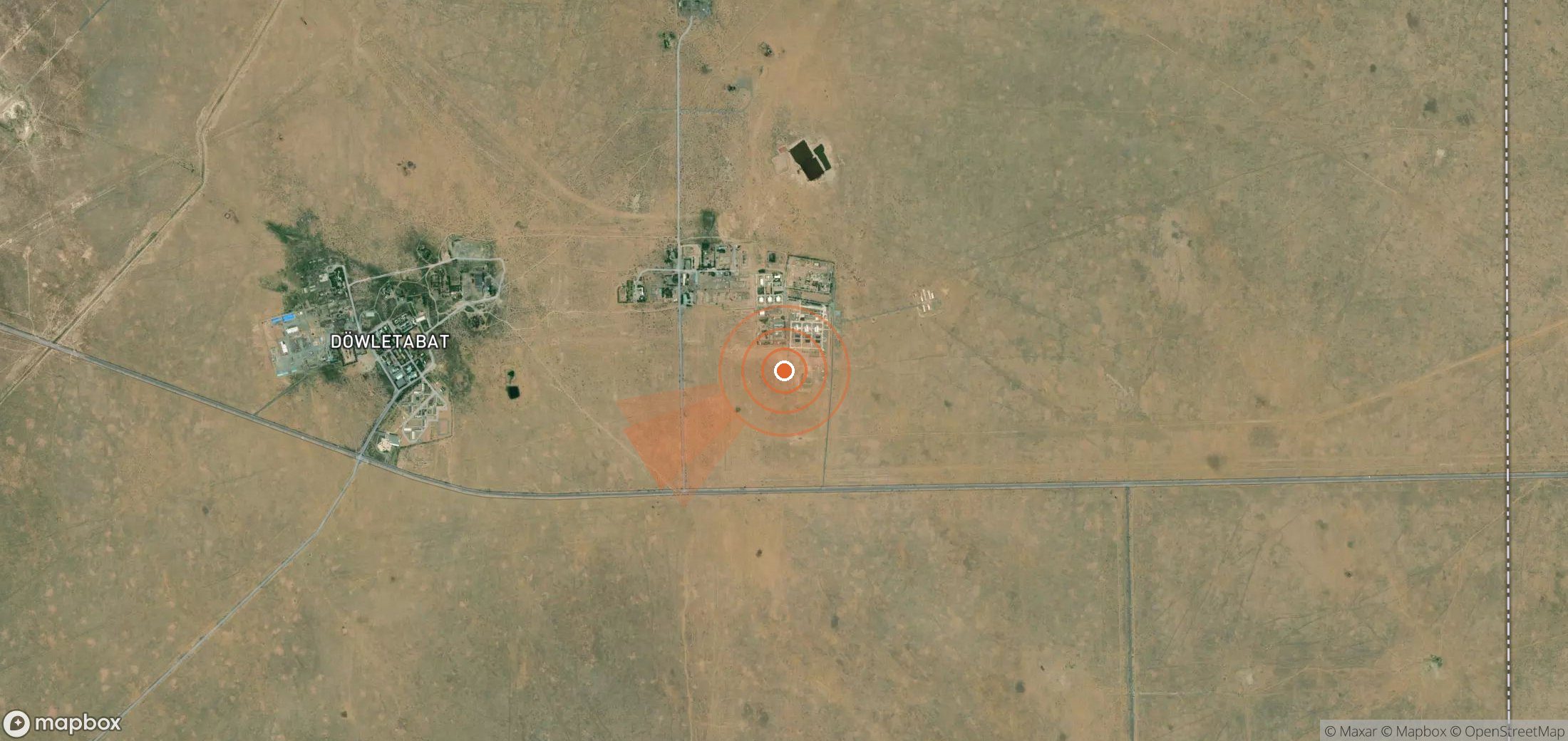 Mapa satelital de plumas de metano en Turkmenistán