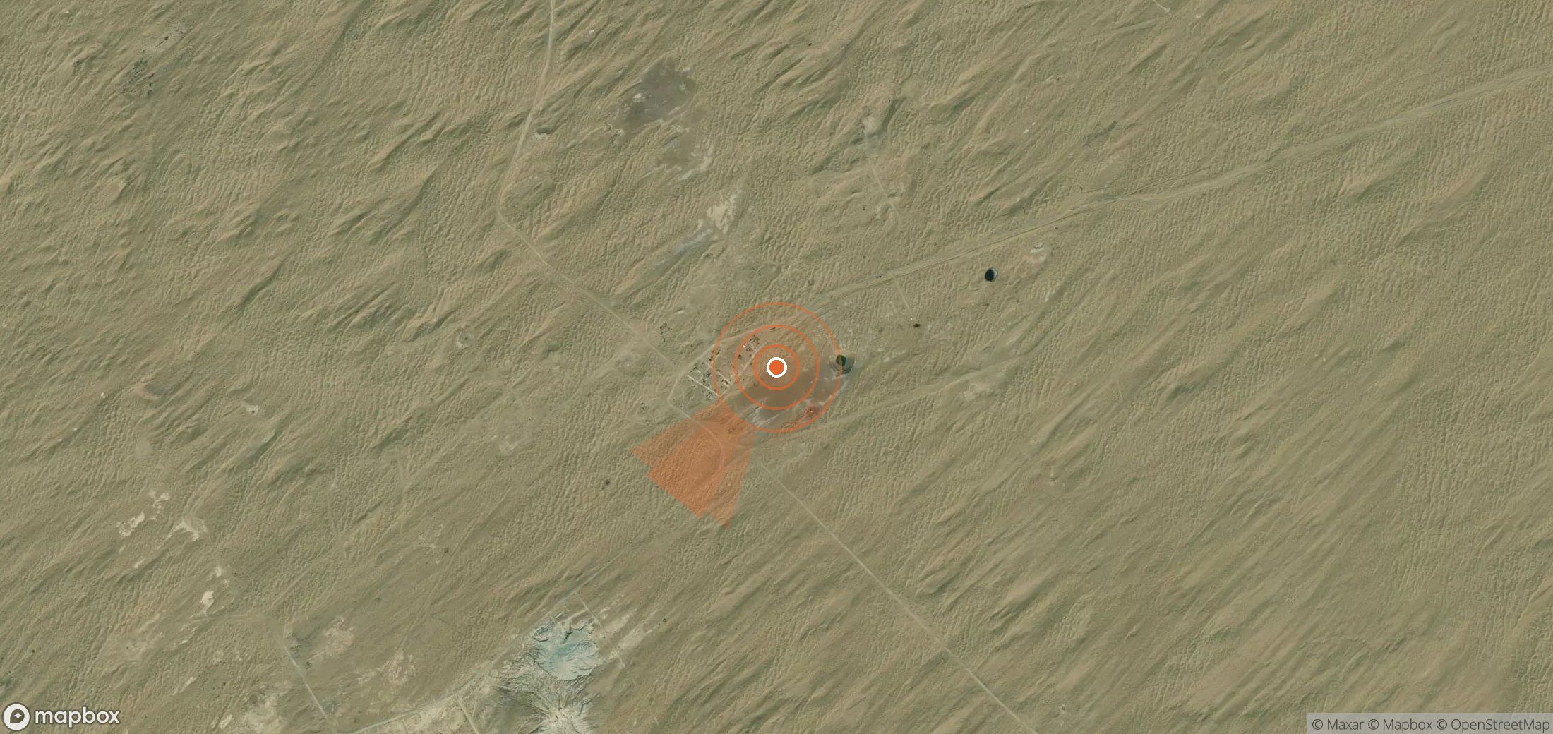 Satellite map of methane plume locations in Turkmenistan