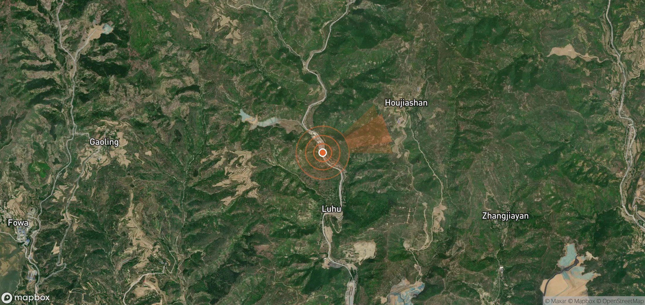 Satellite map of methane plume locations in China