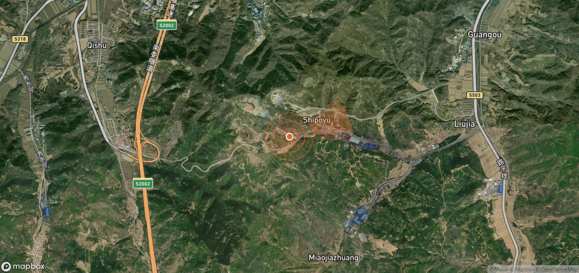 Satellite map of methane plume locations in China