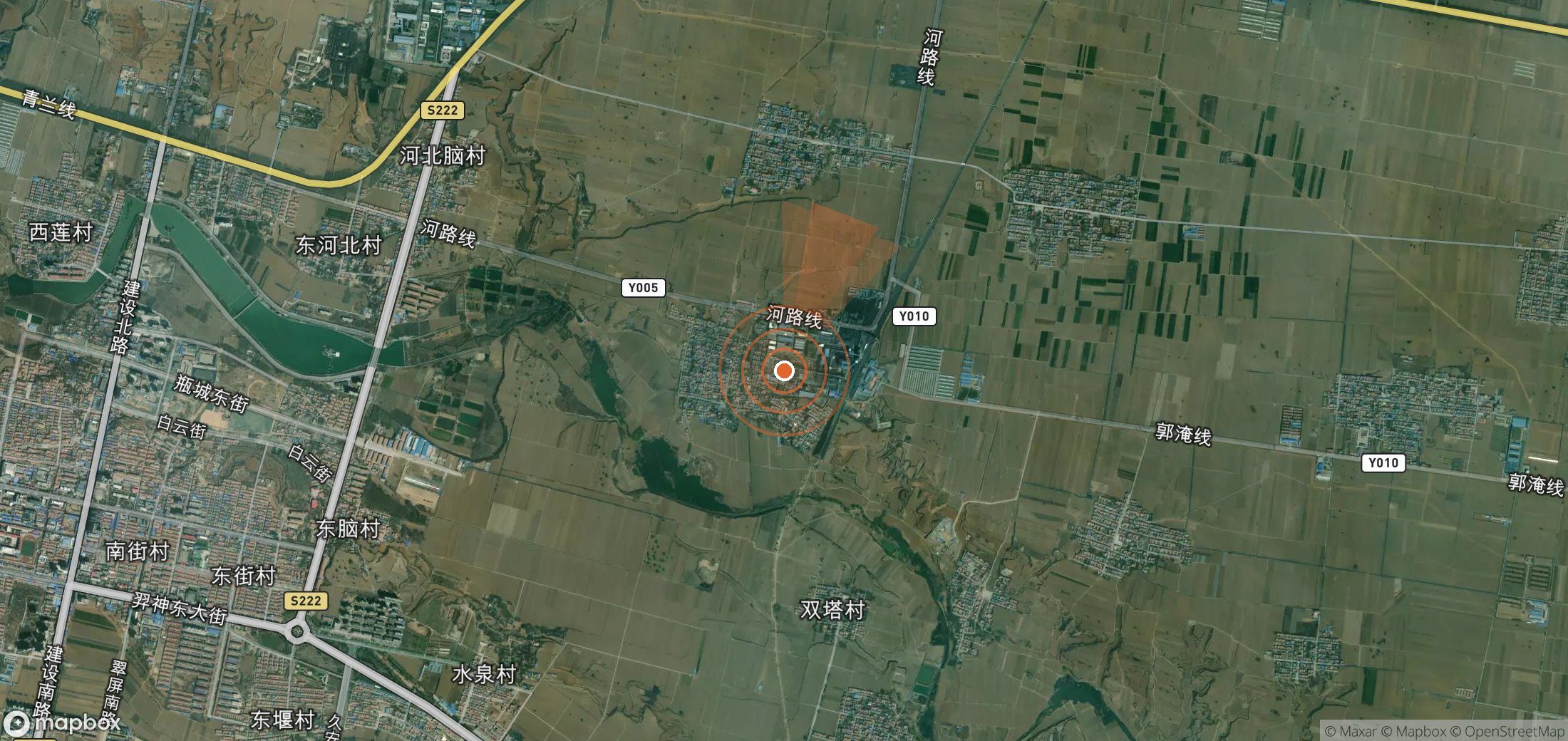Satellite map of methane plume locations in China