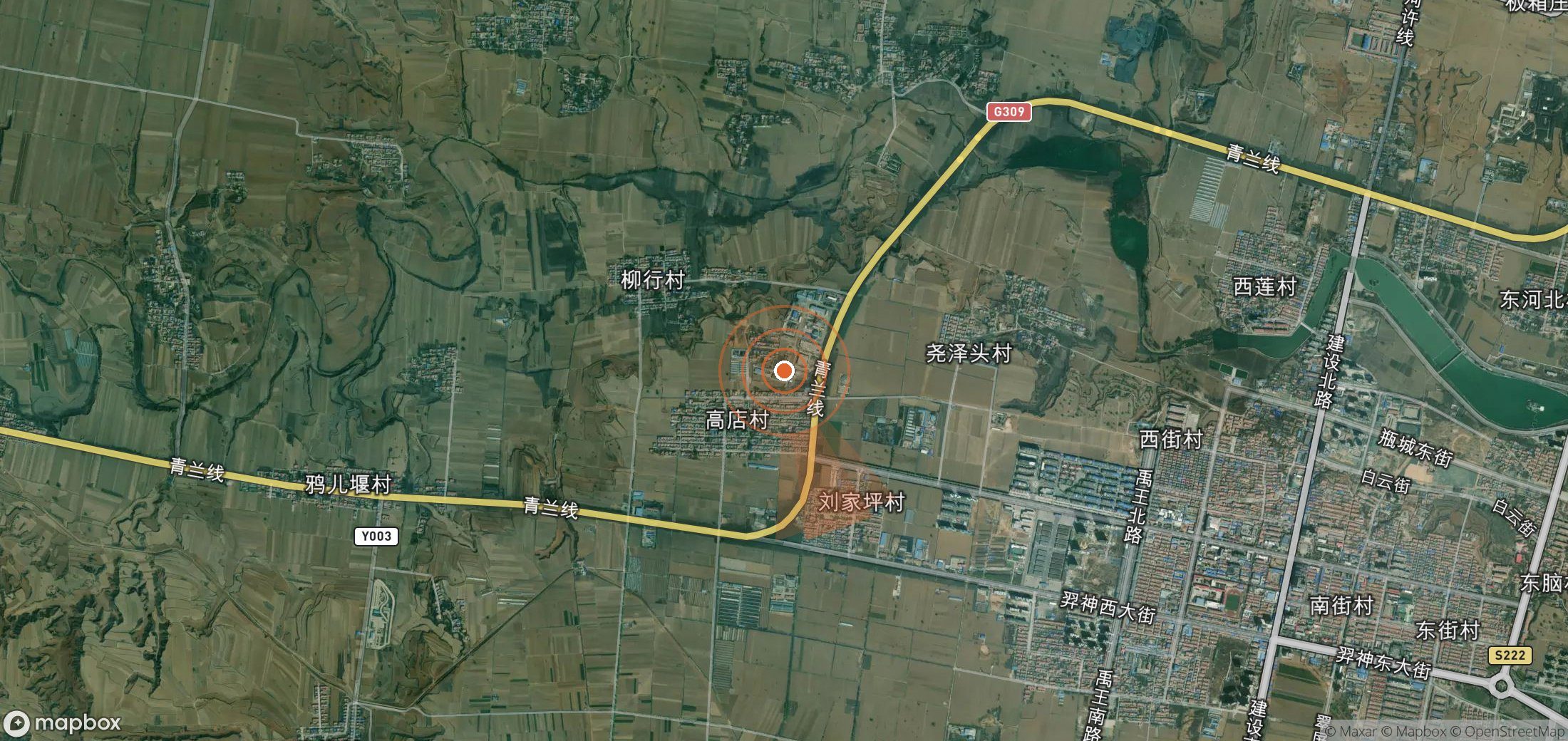 Satellite map of methane plume locations in China