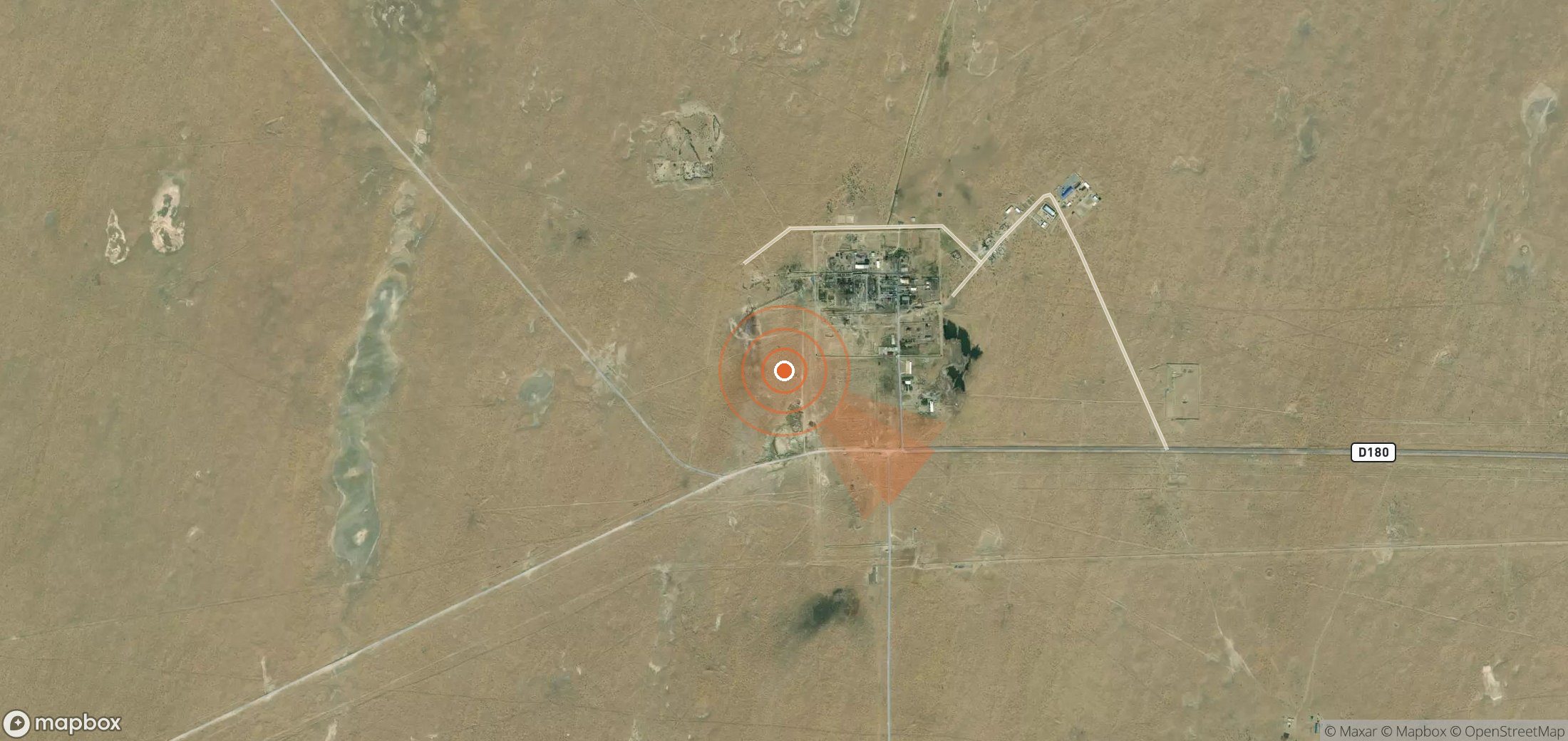 Satellite map of methane plume locations in Uzbekistan