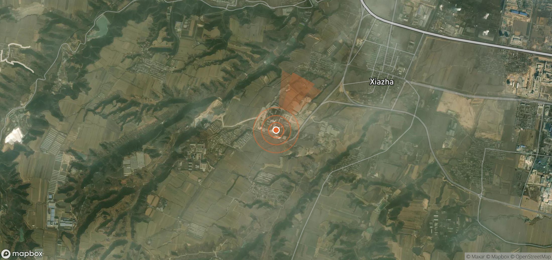 Satellite map of methane plume locations in China