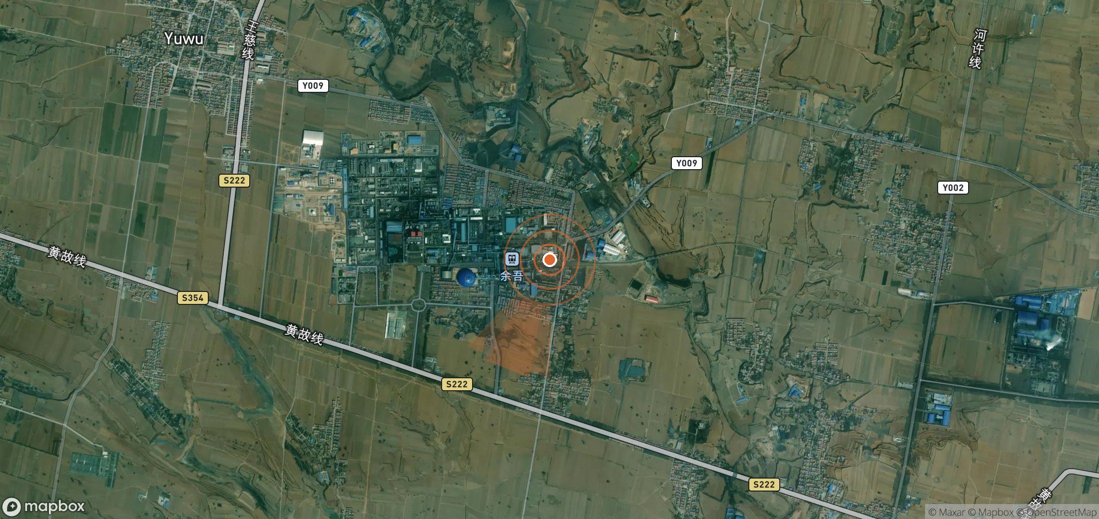 Satellite map of methane plume locations in China