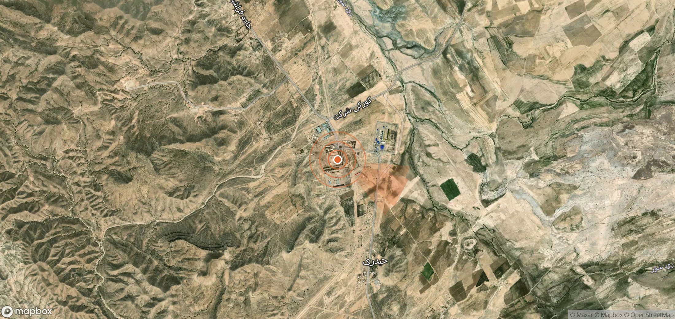 Mapa satelital de plumas de metano en Irán