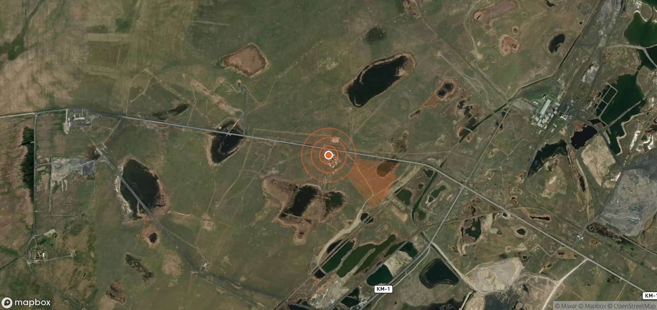 Satellite map of methane plume locations in Kazakhstan