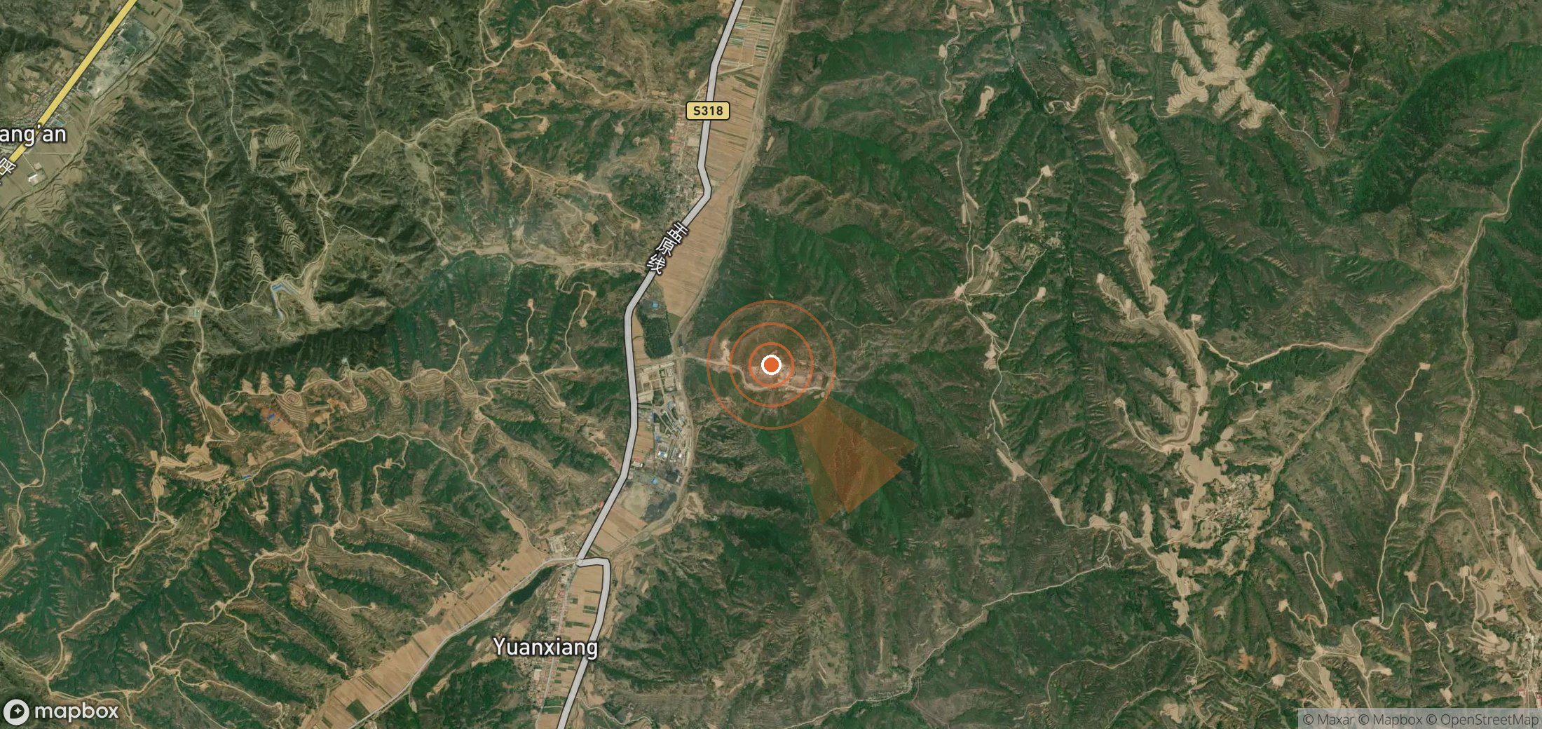 Satellite map of methane plume locations in China
