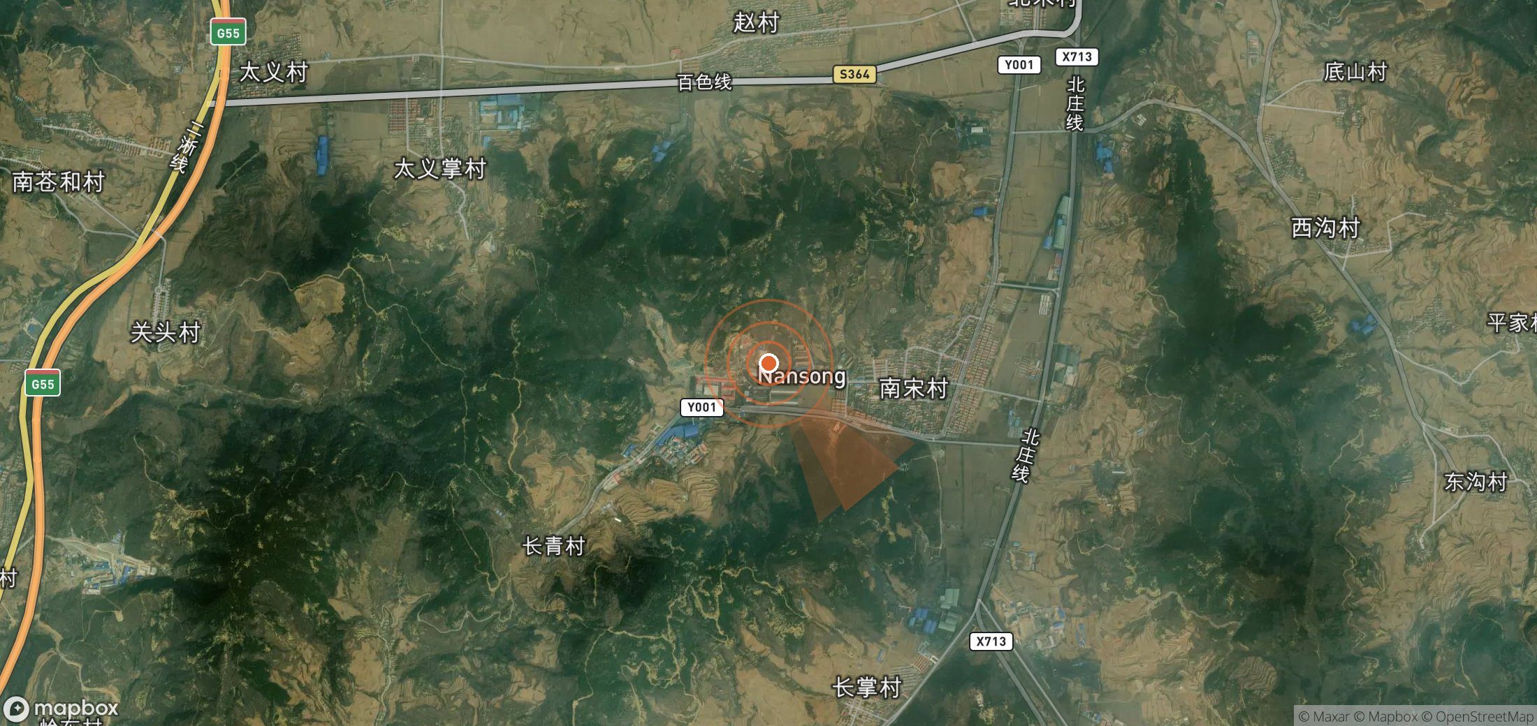 Satellite map of methane plume locations in China