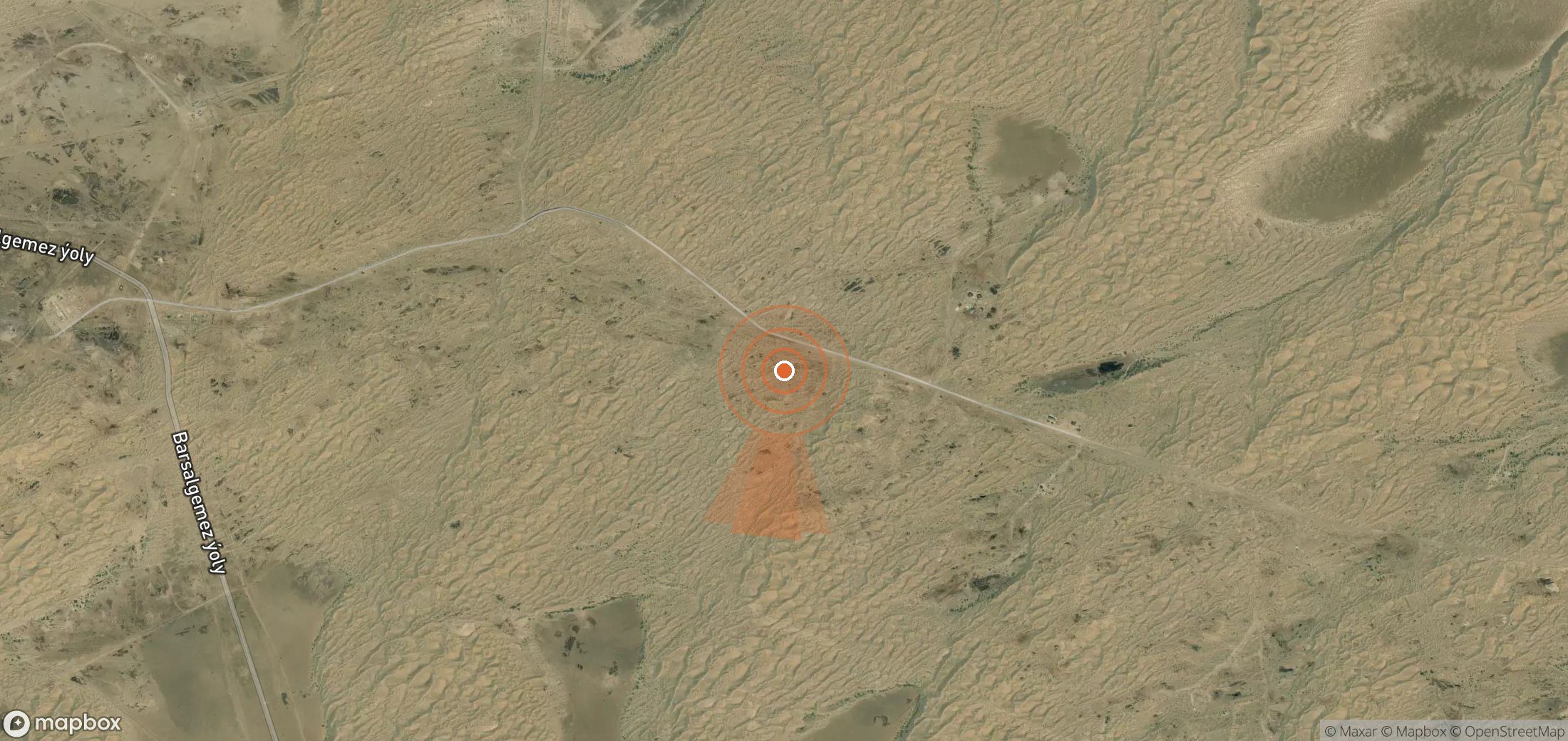 Mapa satelital de plumas de metano en Turkmenistán