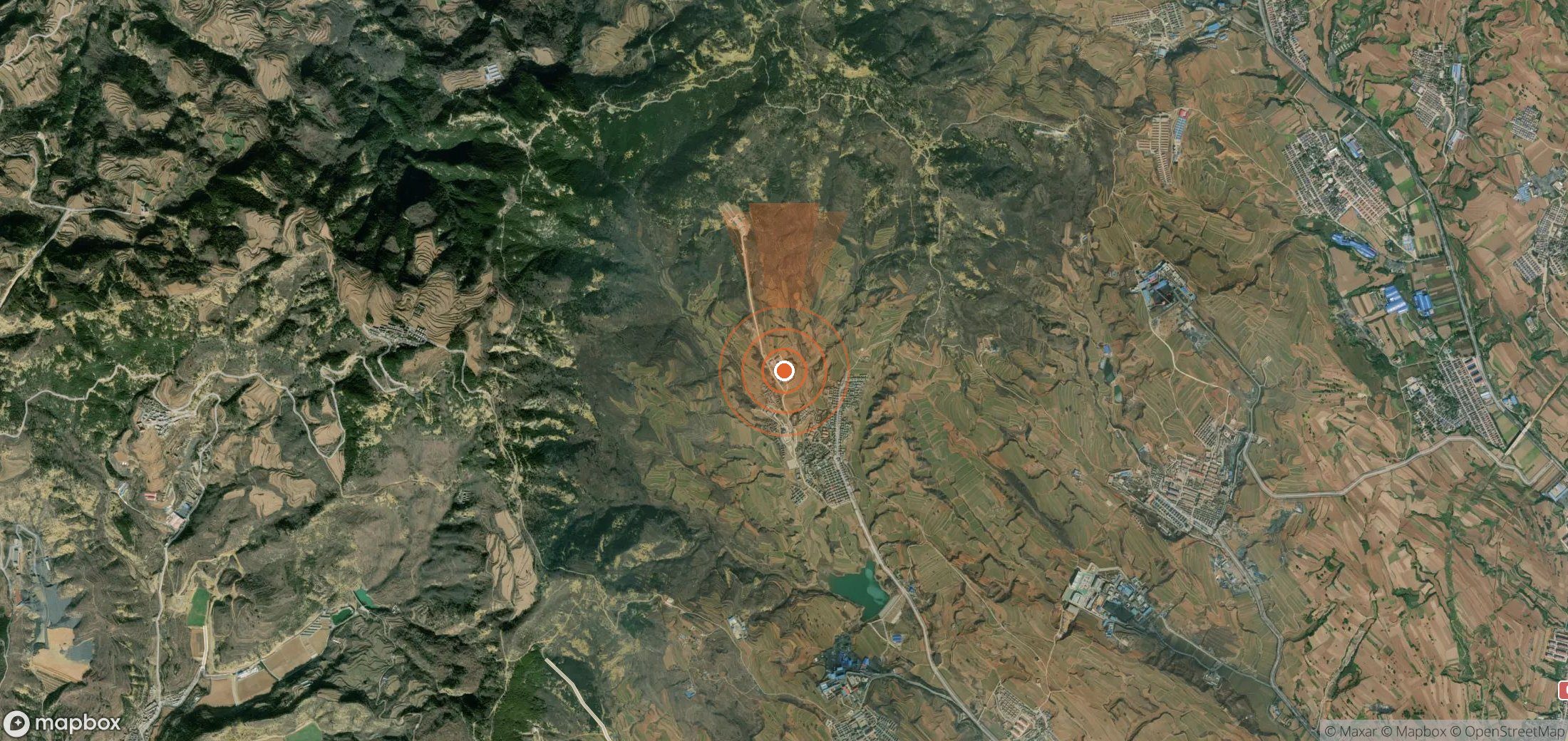 Satellite map of methane plume locations in China