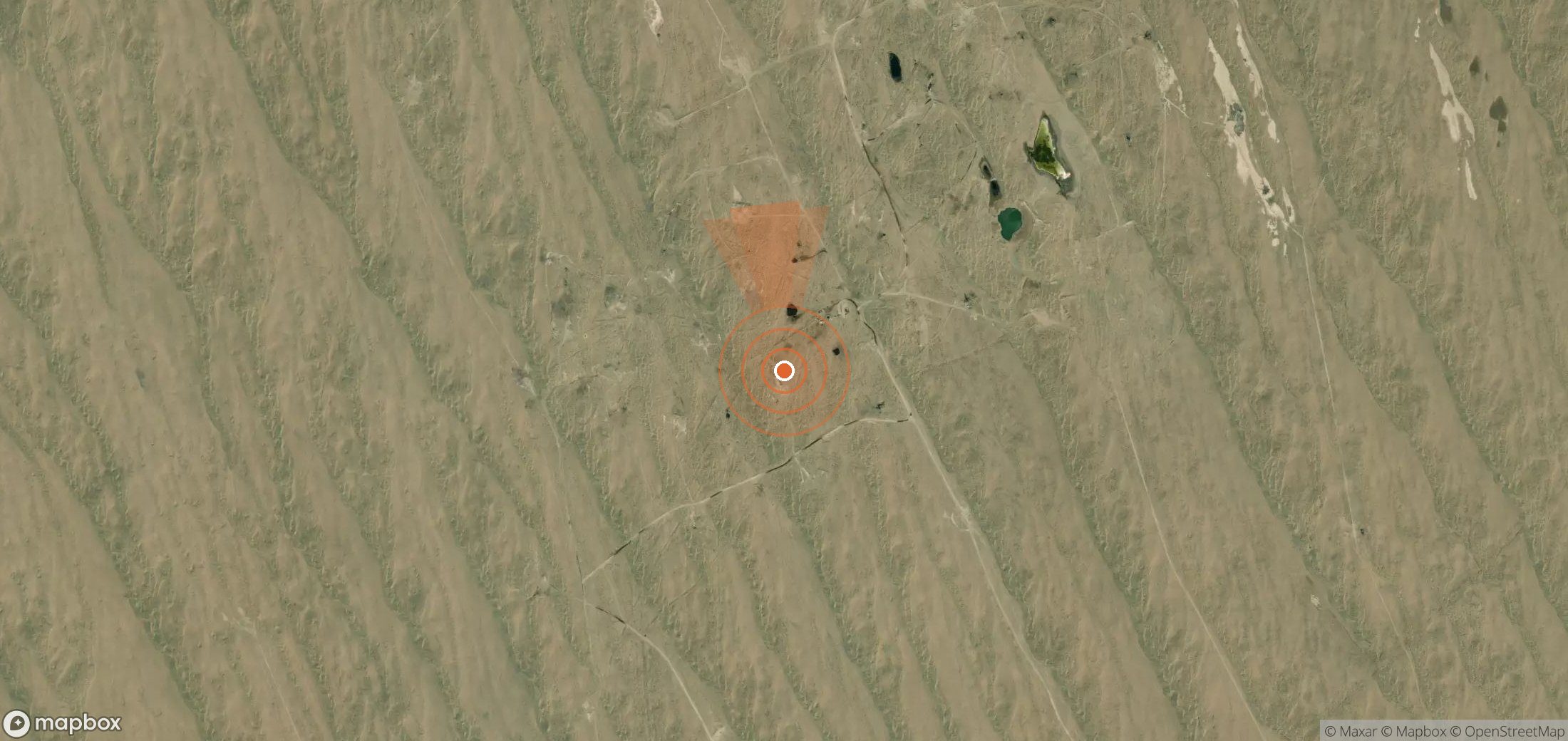 Mapa satelital de plumas de metano en Turkmenistán