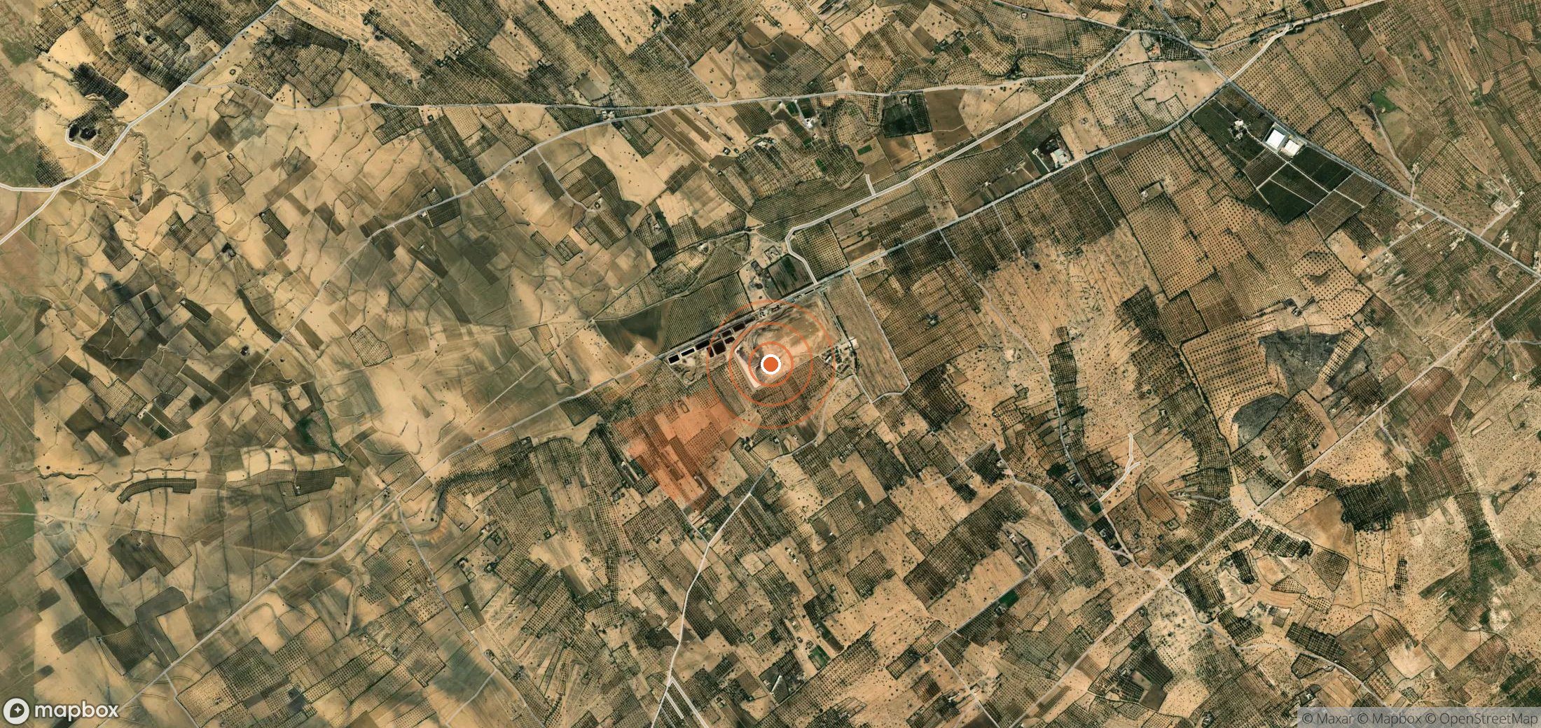 Satellite map of methane plume locations in Tunisia
