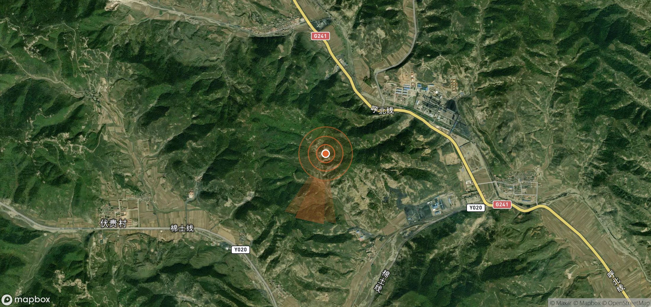 Mapa satelital de plumas de metano en China