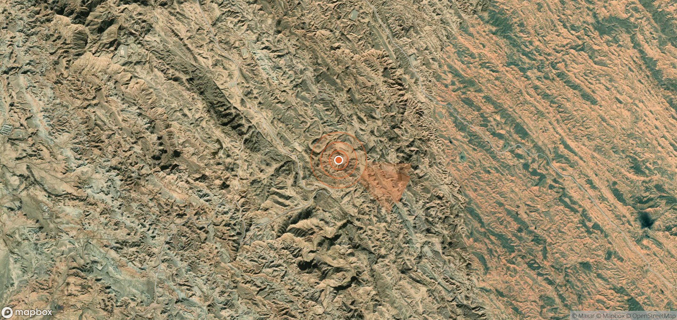 Satellite map of methane plume locations in Iran