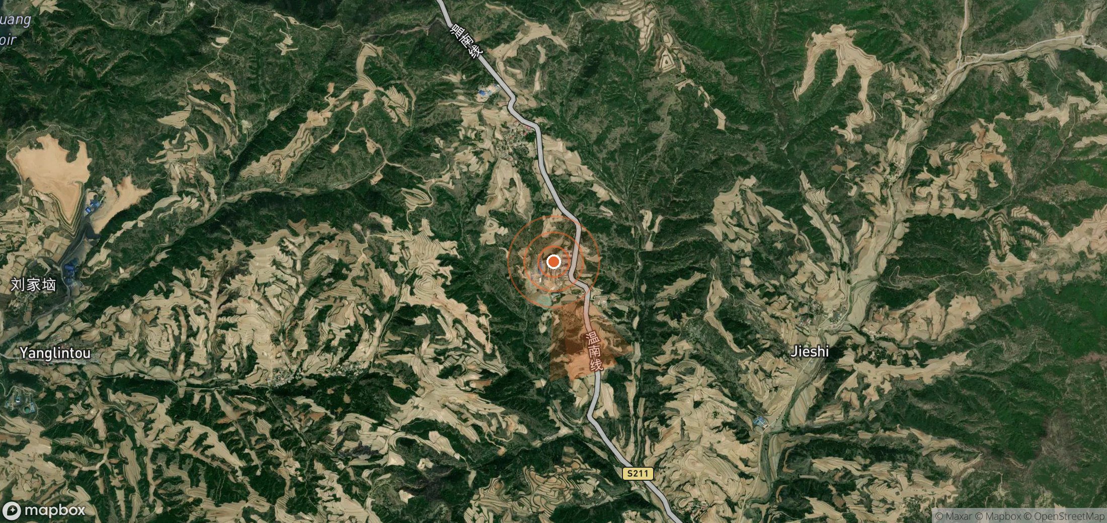 Mapa satelital de plumas de metano en China