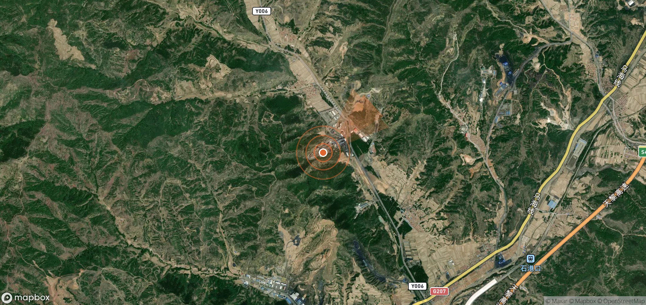Mapa satelital de plumas de metano en China
