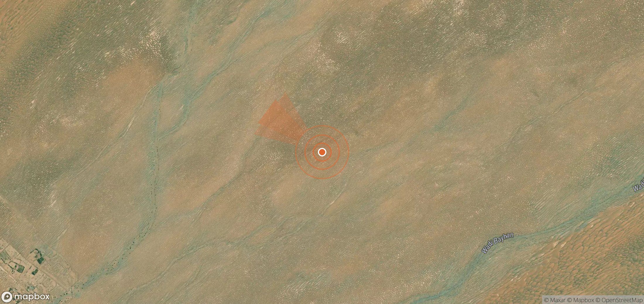 Satellite map of methane plume locations in Yemen