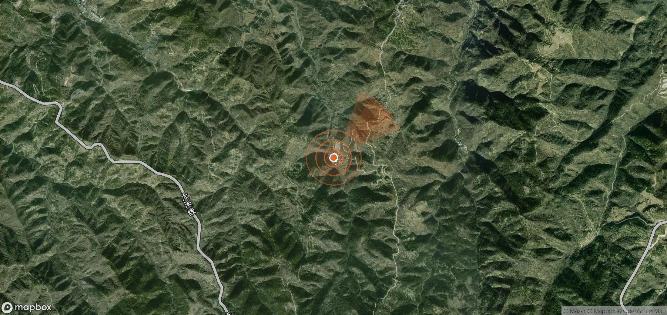 Satellite map of methane plume locations in China