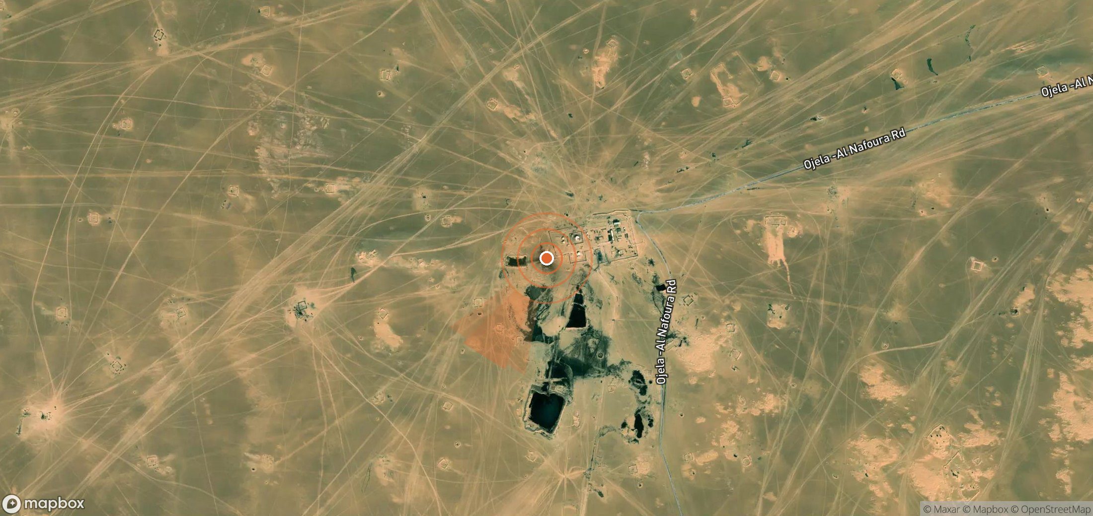 Mapa satelital de plumas de metano en Libia