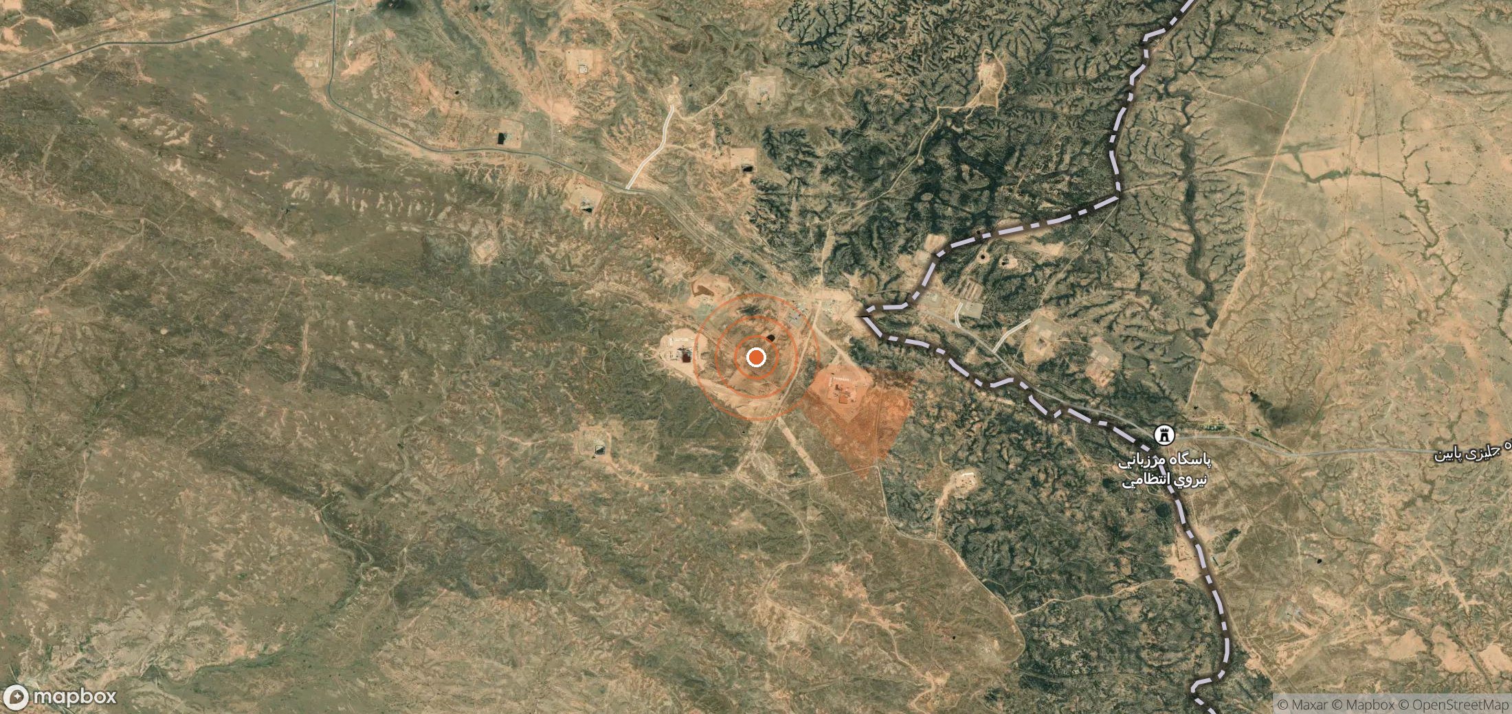 Satellite map of methane plume locations in Iraq