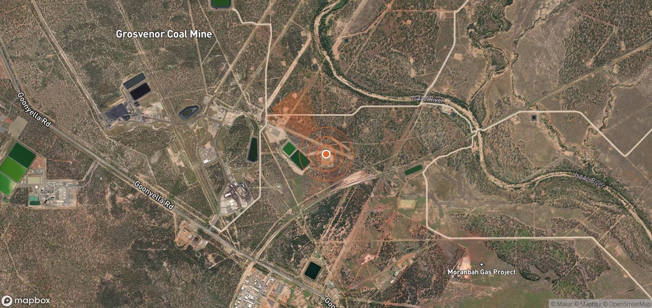 Mapa satelital de plumas de metano en Australia