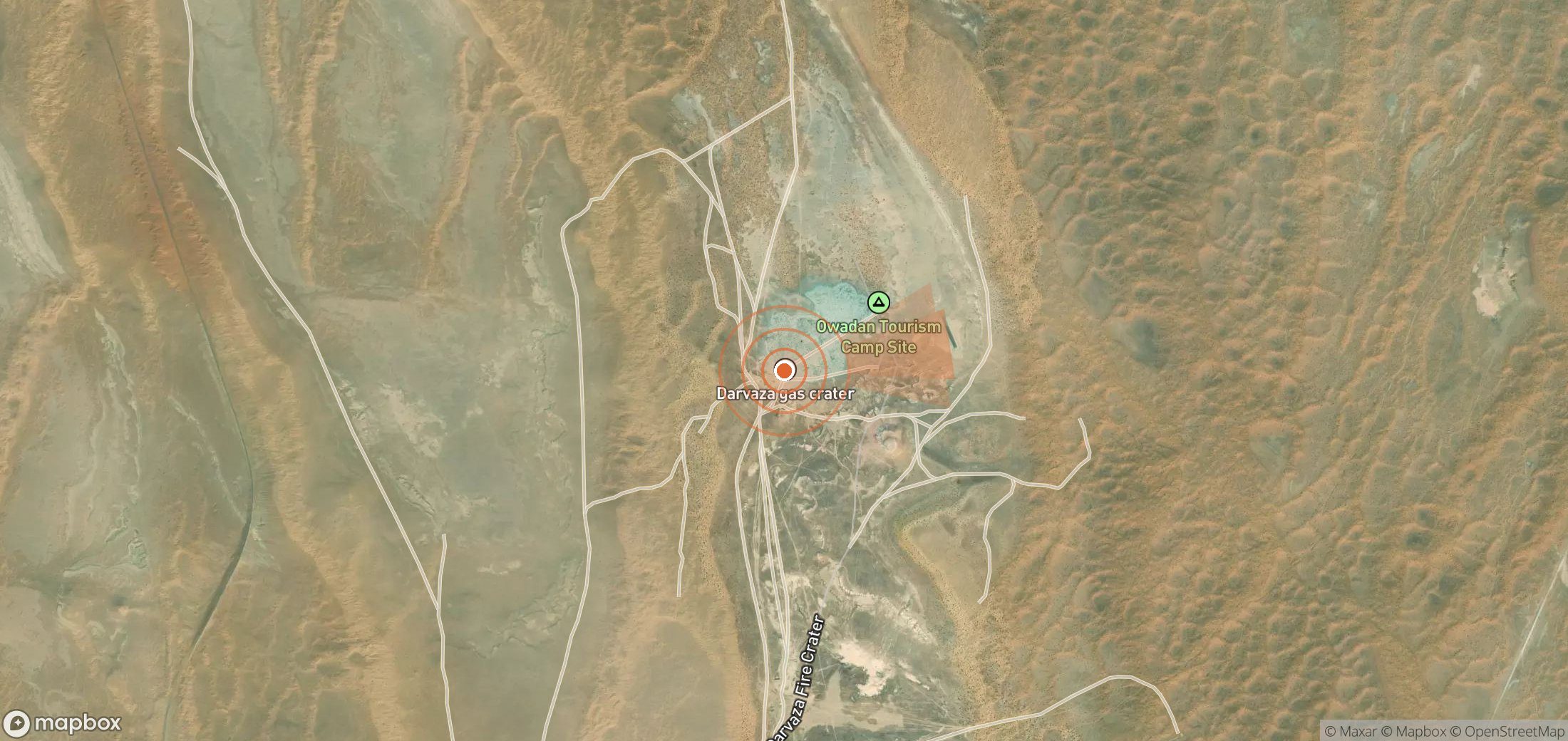 Satellite map of methane plume locations in Turkmenistan