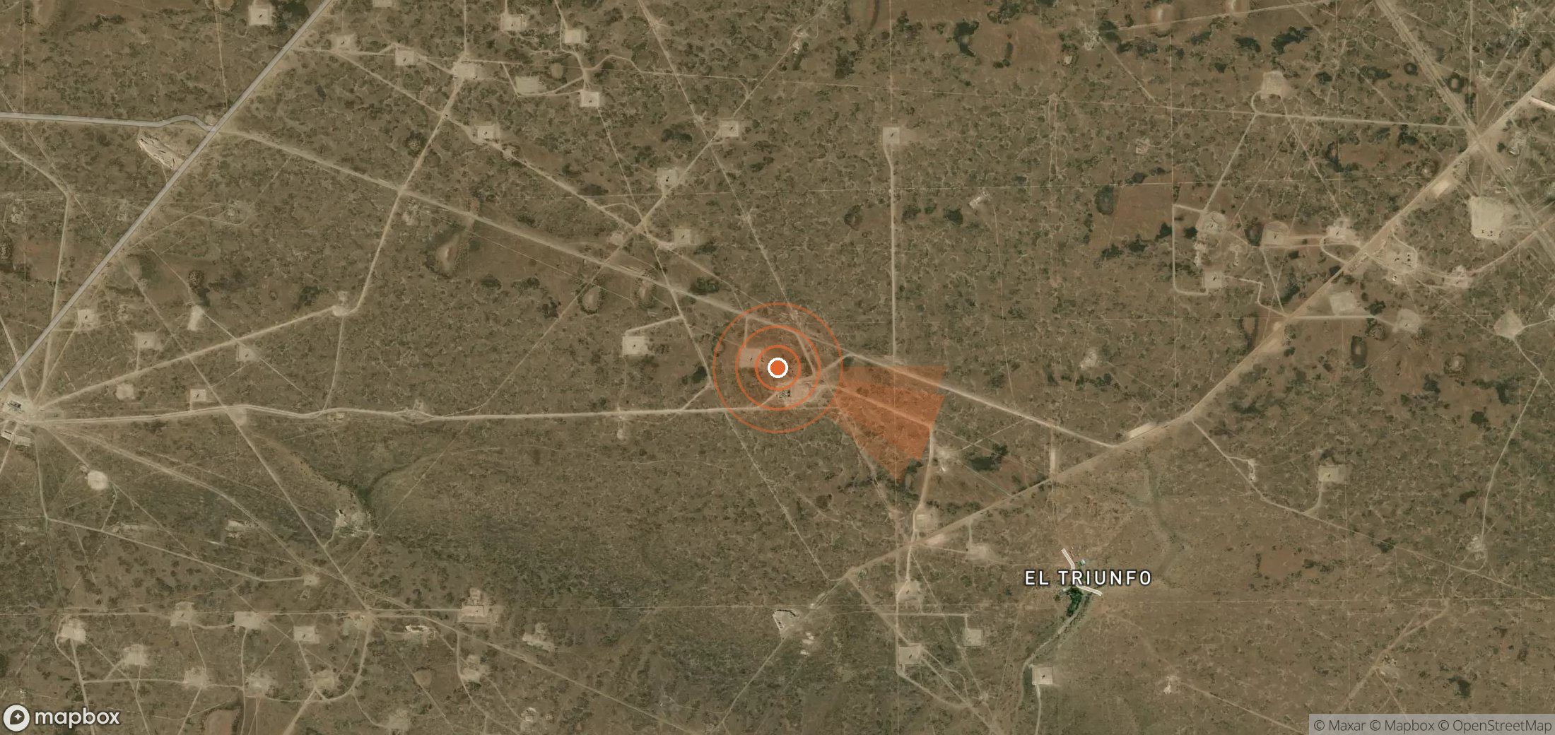 Satellite map of methane plume locations in Argentina