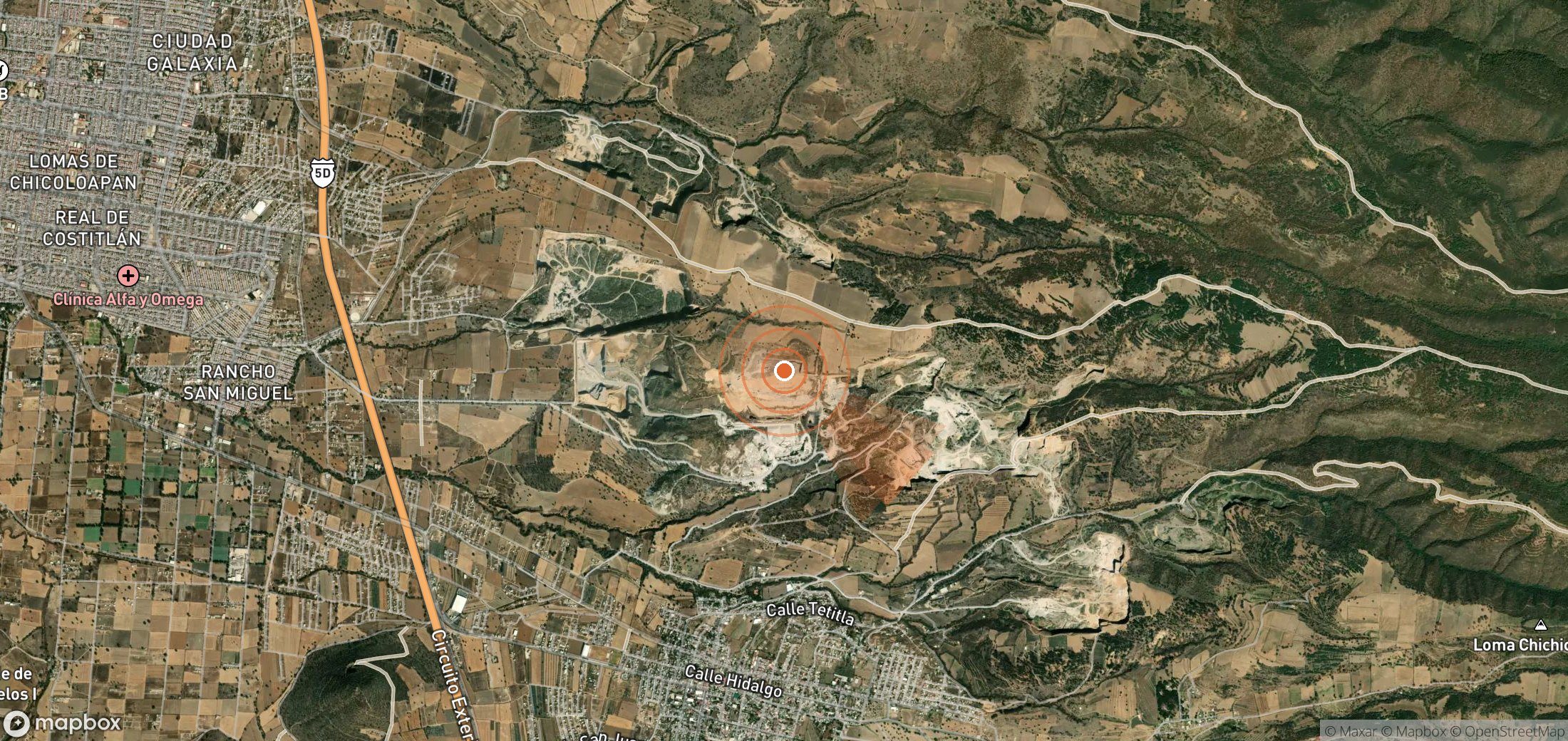 Satellite map of methane plume locations in Mexico