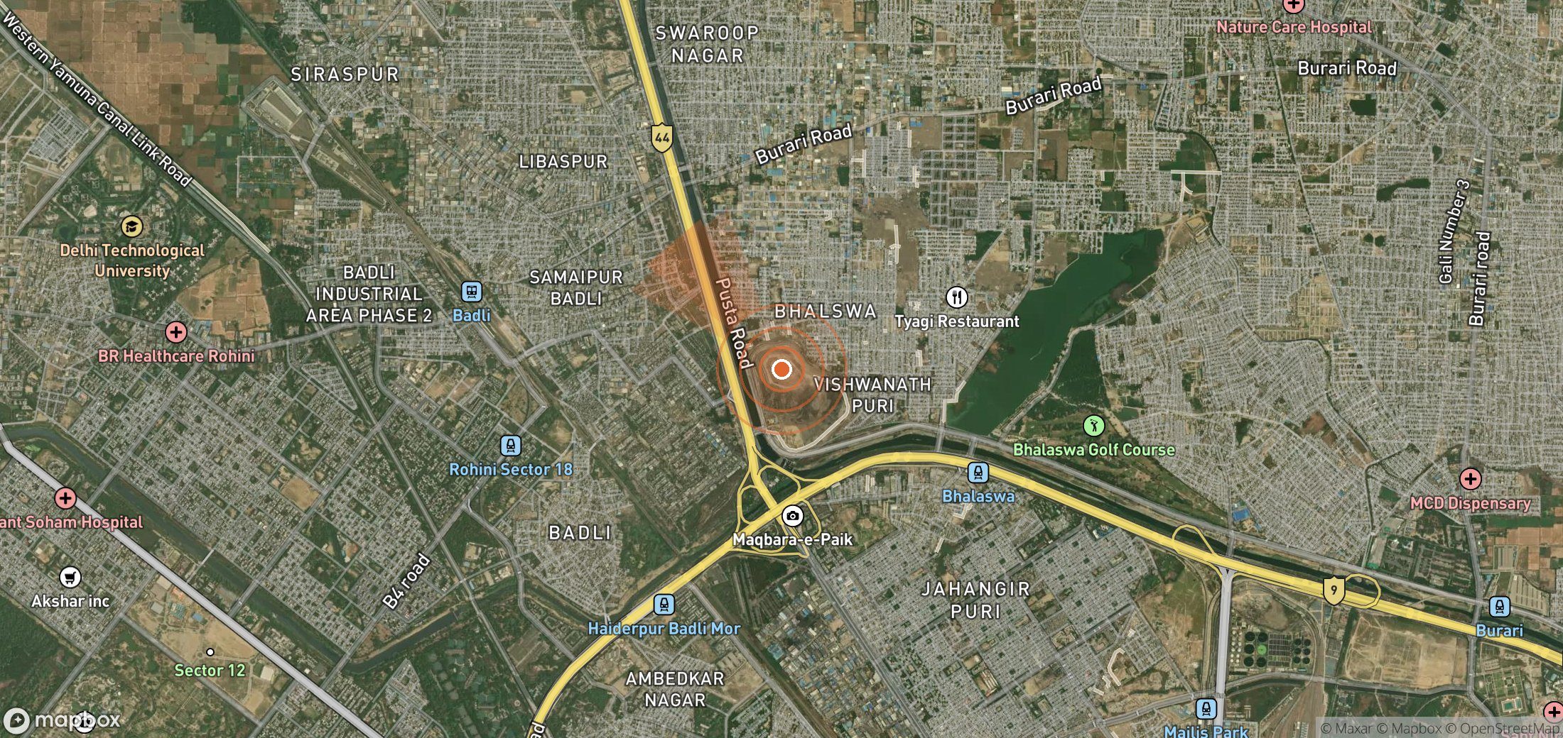 Satellite map of methane plume locations in India