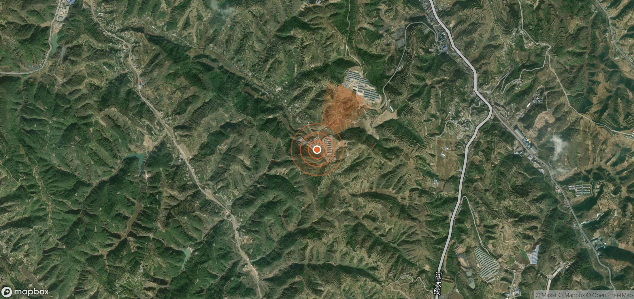 Satellite map of methane plume locations in China