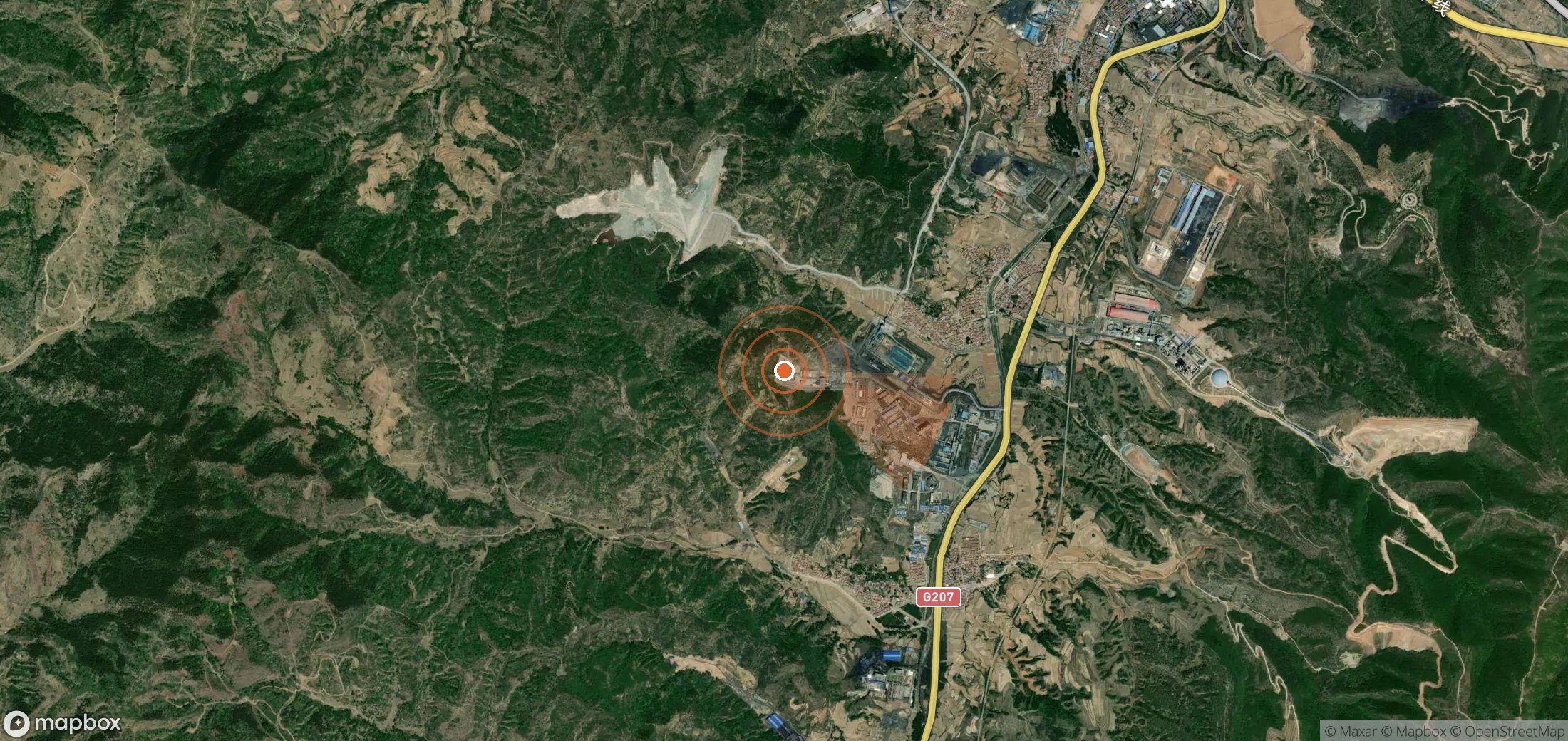 Satellite map of methane plume locations in China