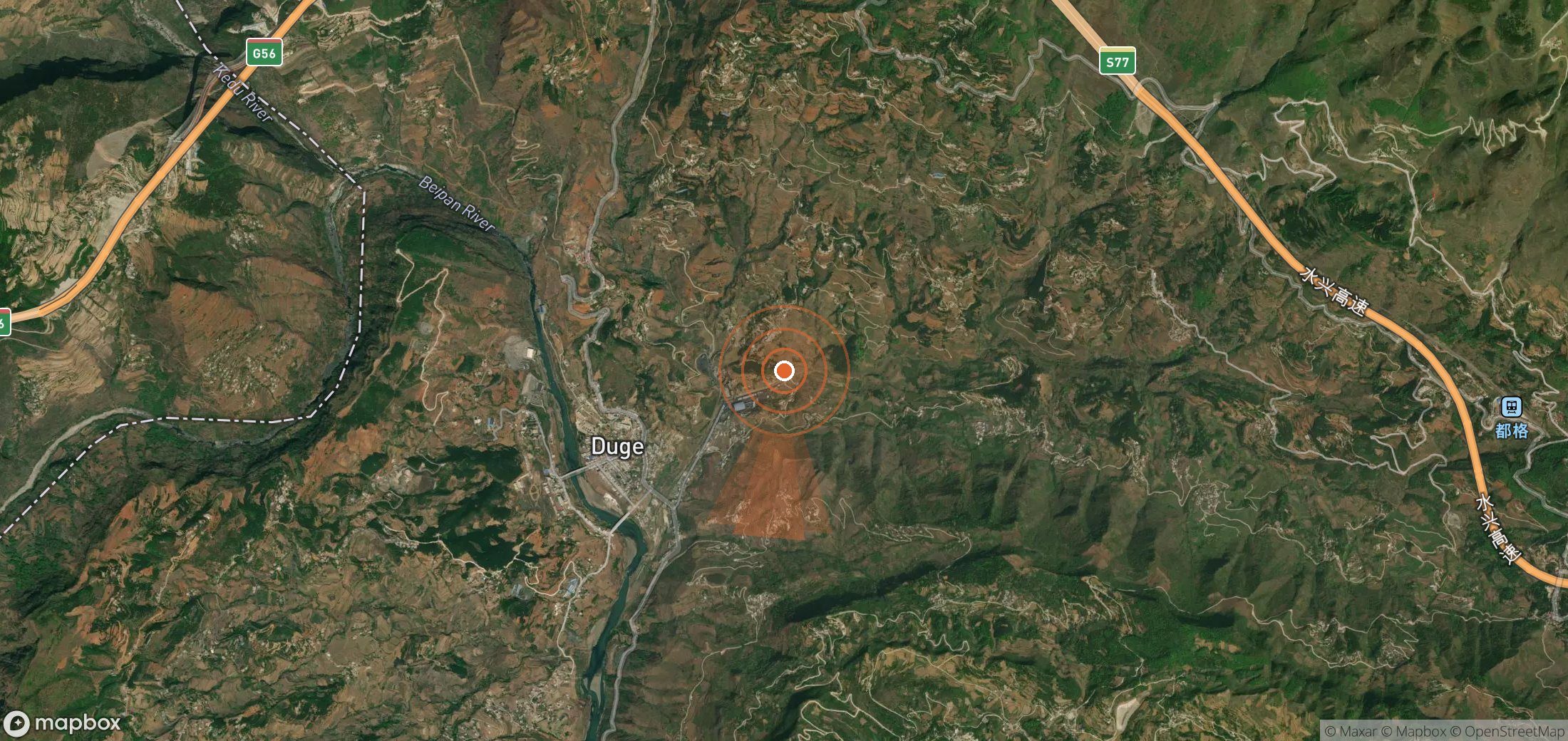 Satellite map of methane plume locations in China