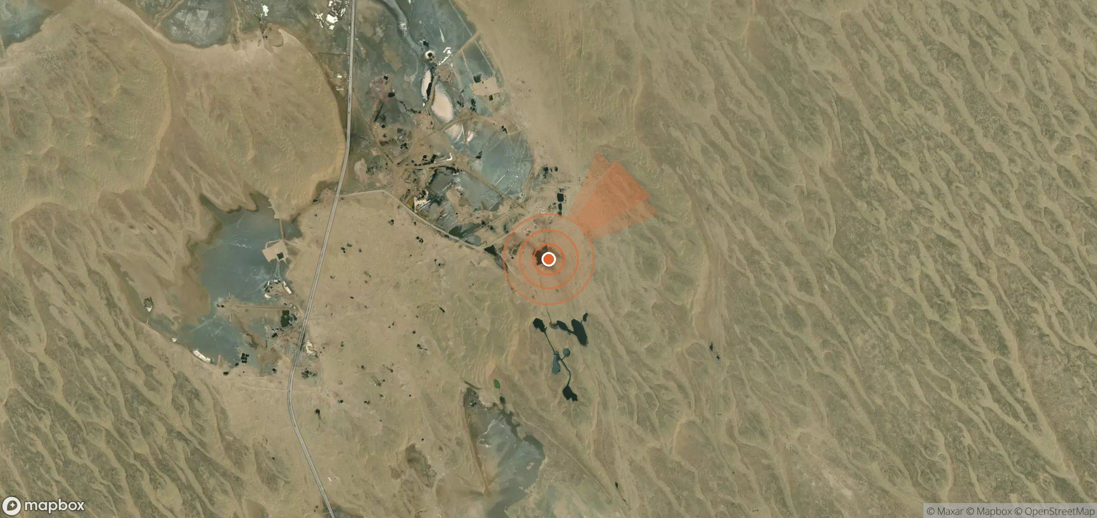 Satellite map of methane plume locations in Turkmenistan