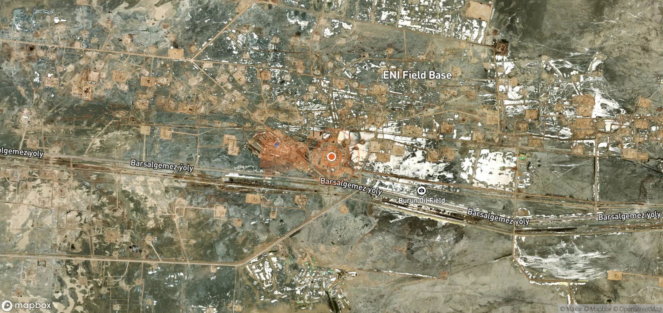Satellite map of methane plume locations in Turkmenistan