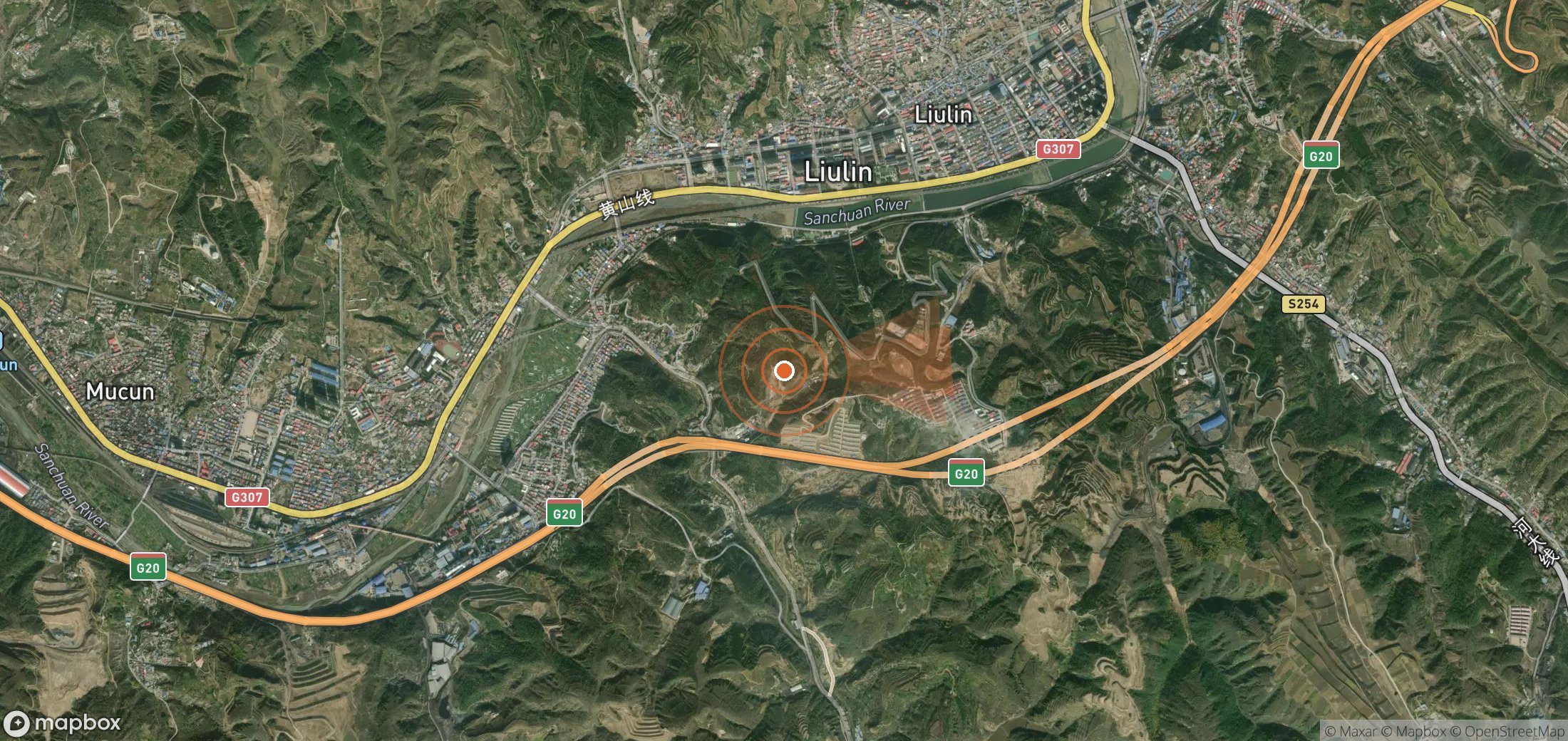 Satellite map of methane plume locations in China