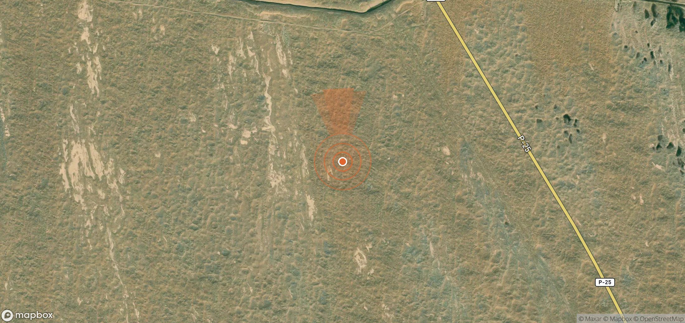 Satellite map of methane plume locations in Turkmenistan