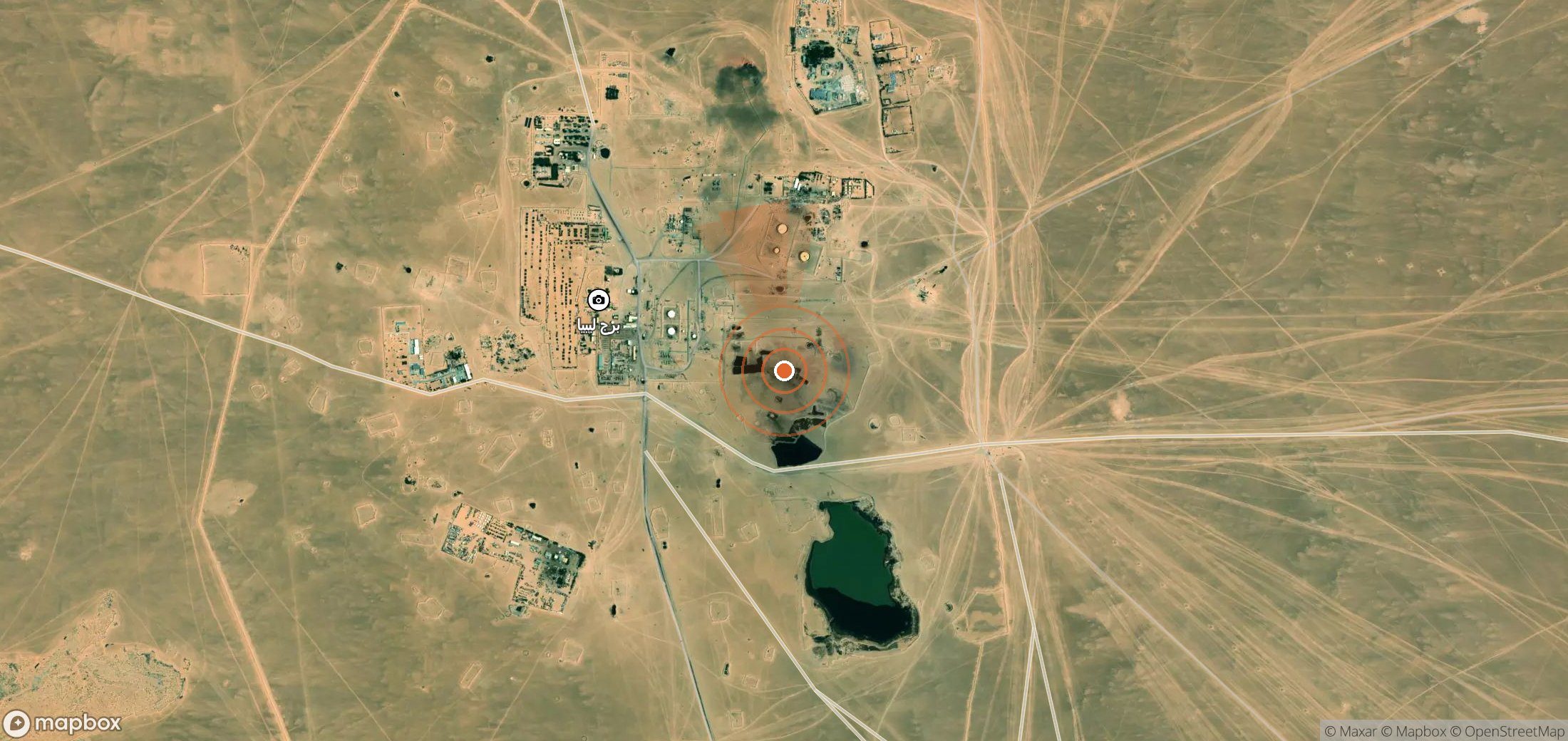 Satellite map of methane plume locations in Libya
