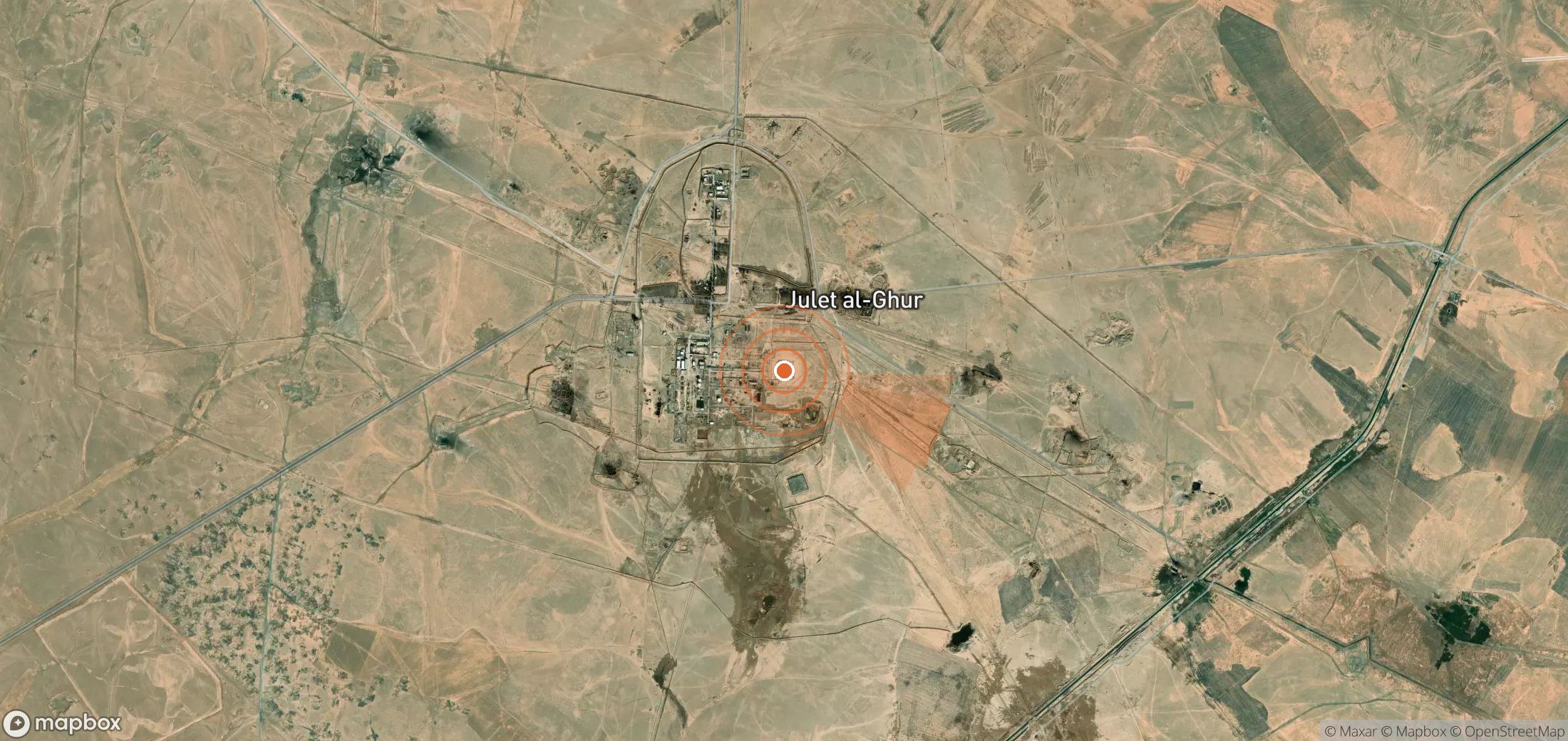 Satellite map of methane plume locations in Syria