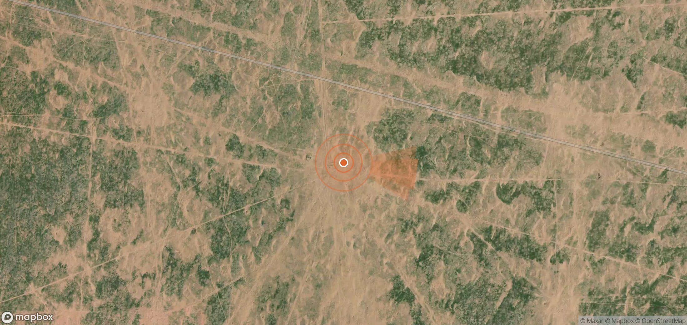 Satellite map of methane plume locations in Turkmenistan
