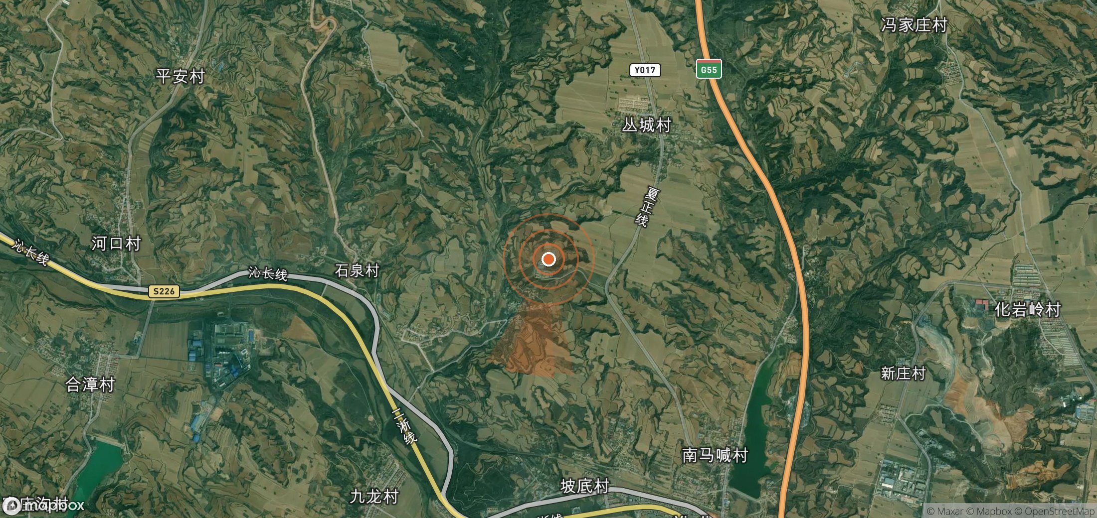 Mapa satelital de plumas de metano en China