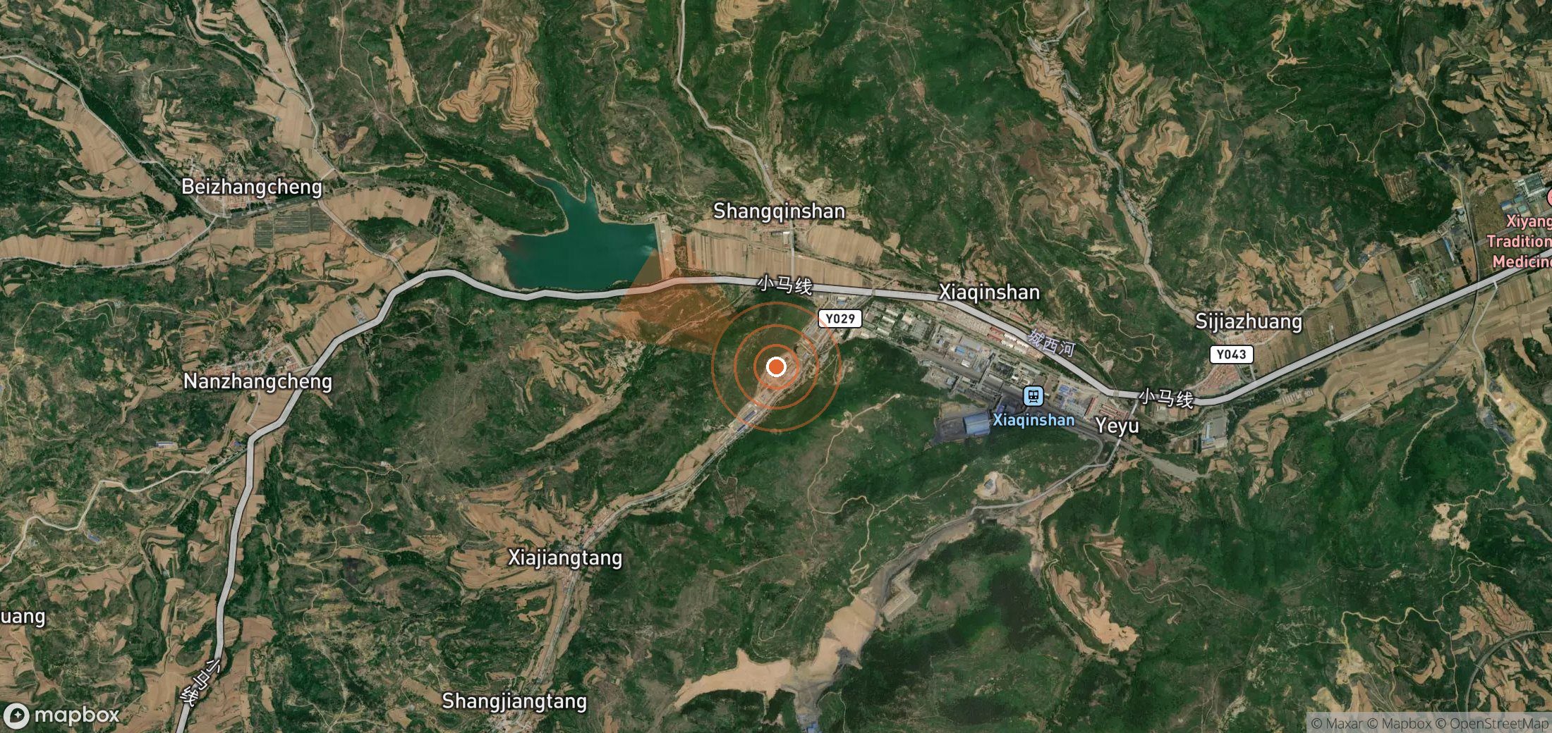 Satellite map of methane plume locations in China