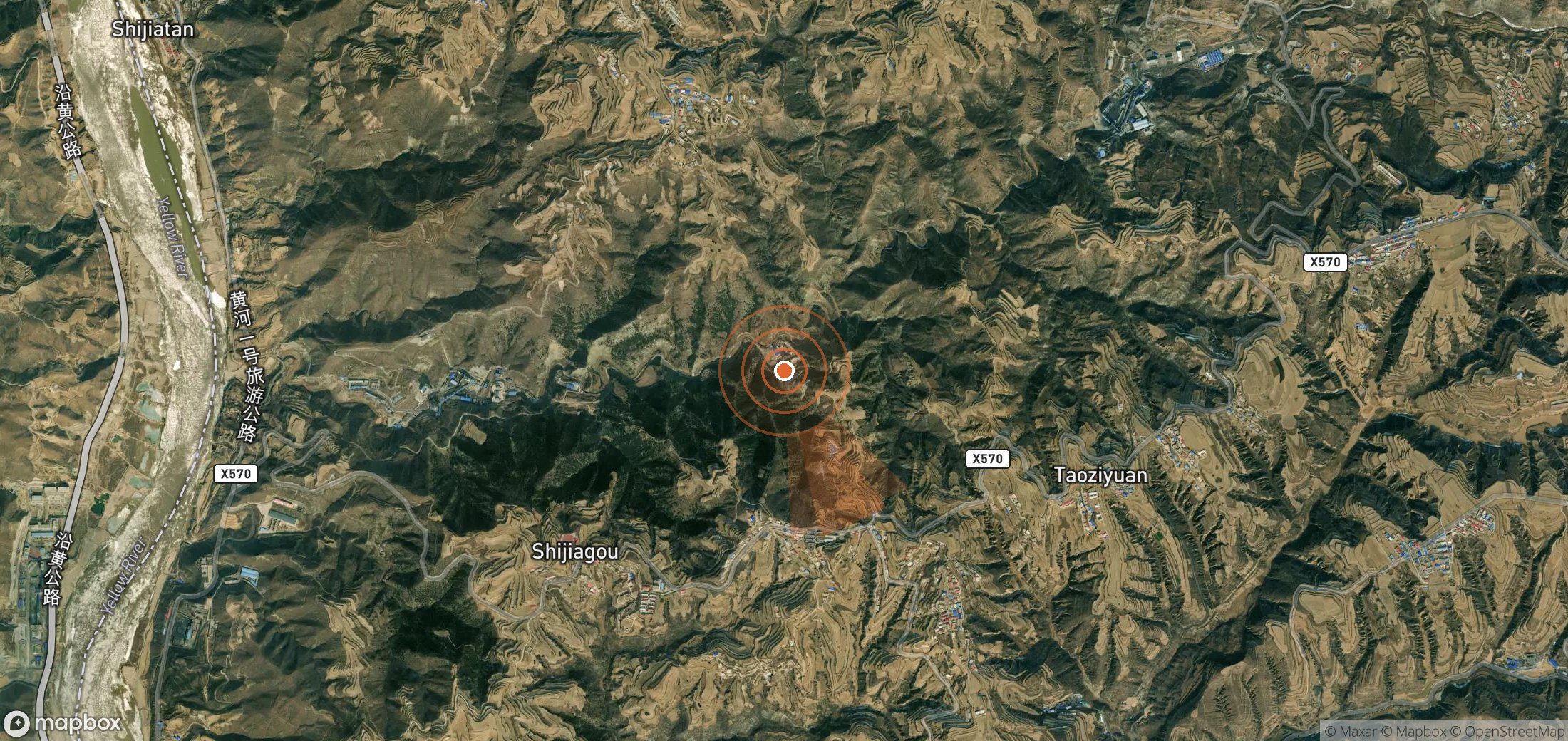 Satellite map of methane plume locations in China