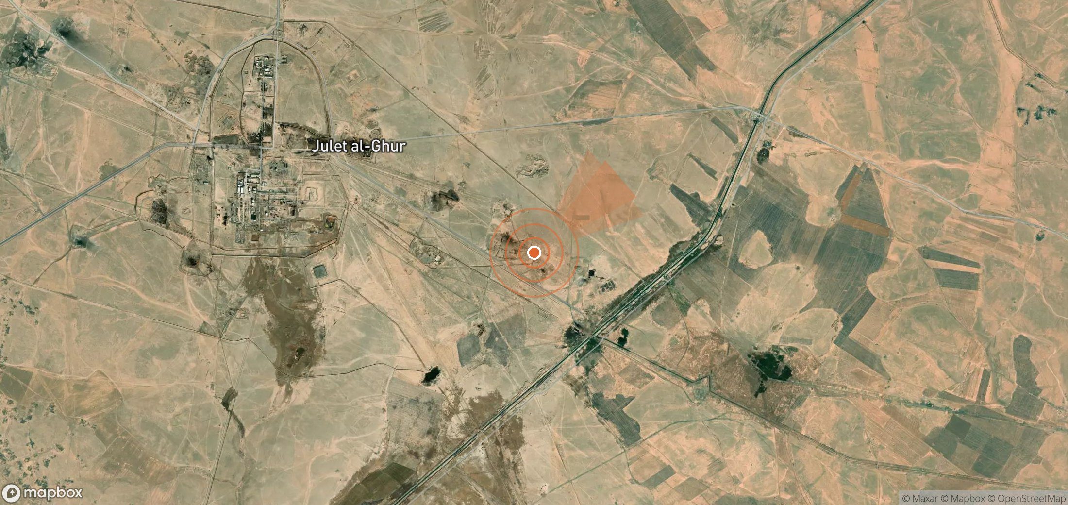 Mapa satelital de plumas de metano en Siria