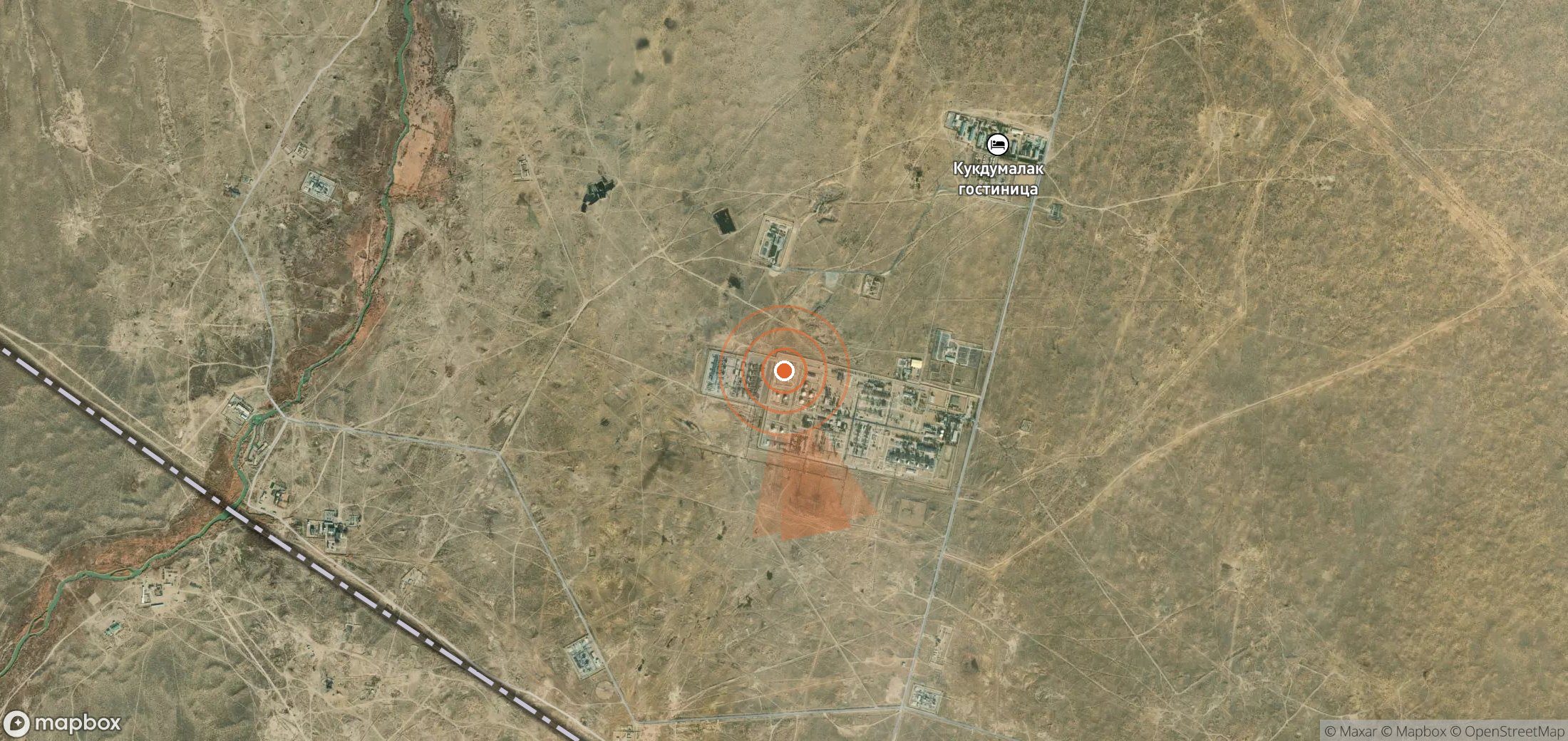 Satellite map of methane plume locations in Uzbekistan