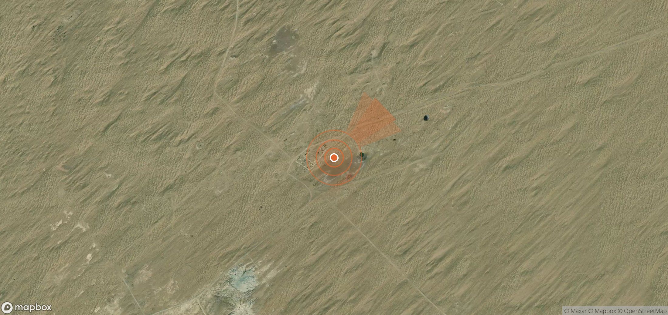 Satellite map of methane plume locations in Turkmenistan