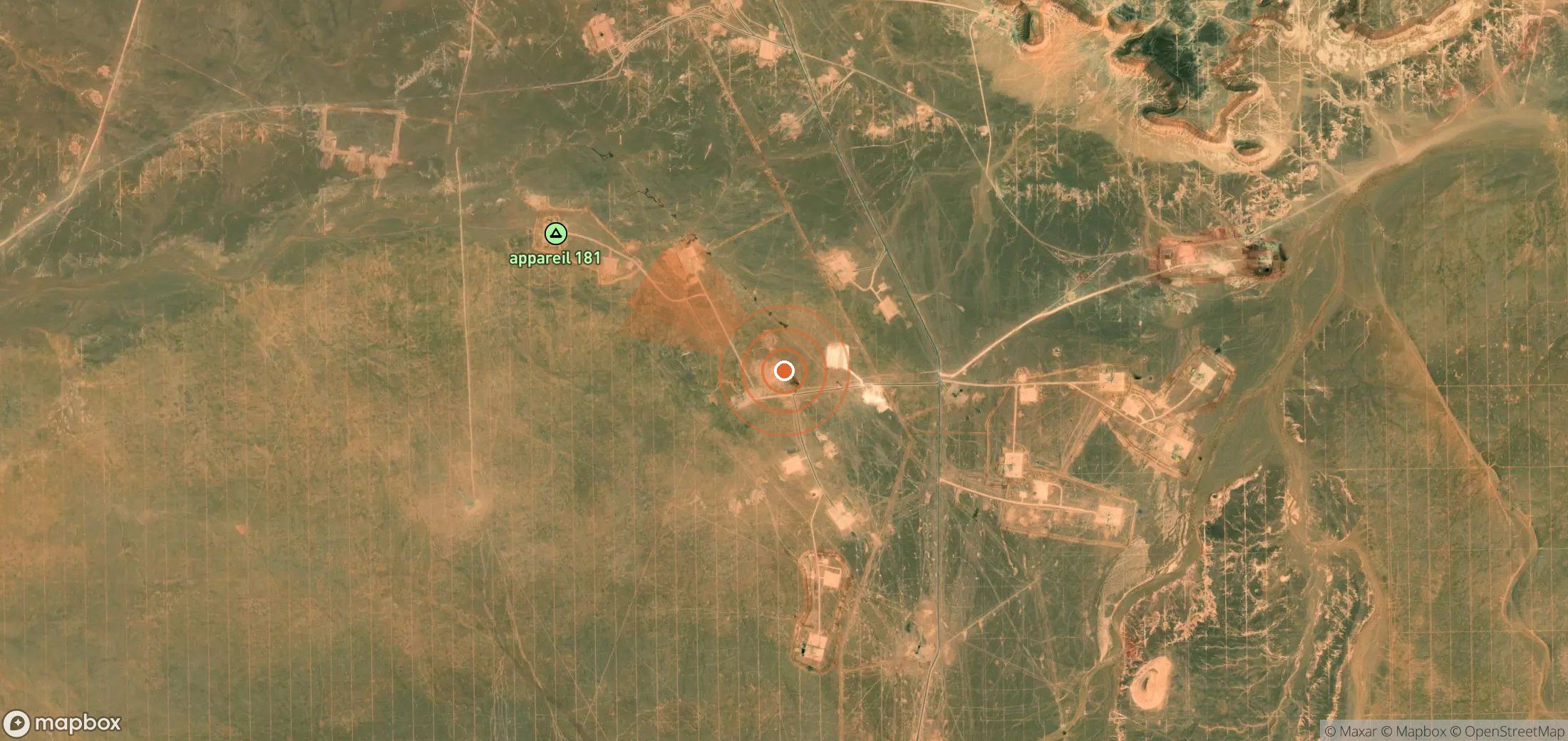 Satellite map of methane plume locations in Algeria