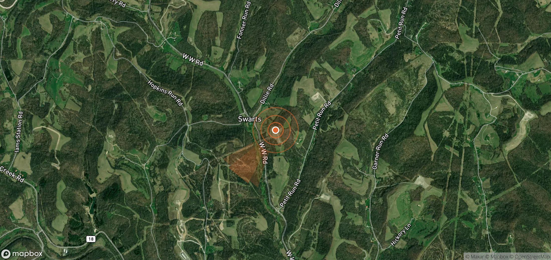 Satellite map of methane plume locations in United States