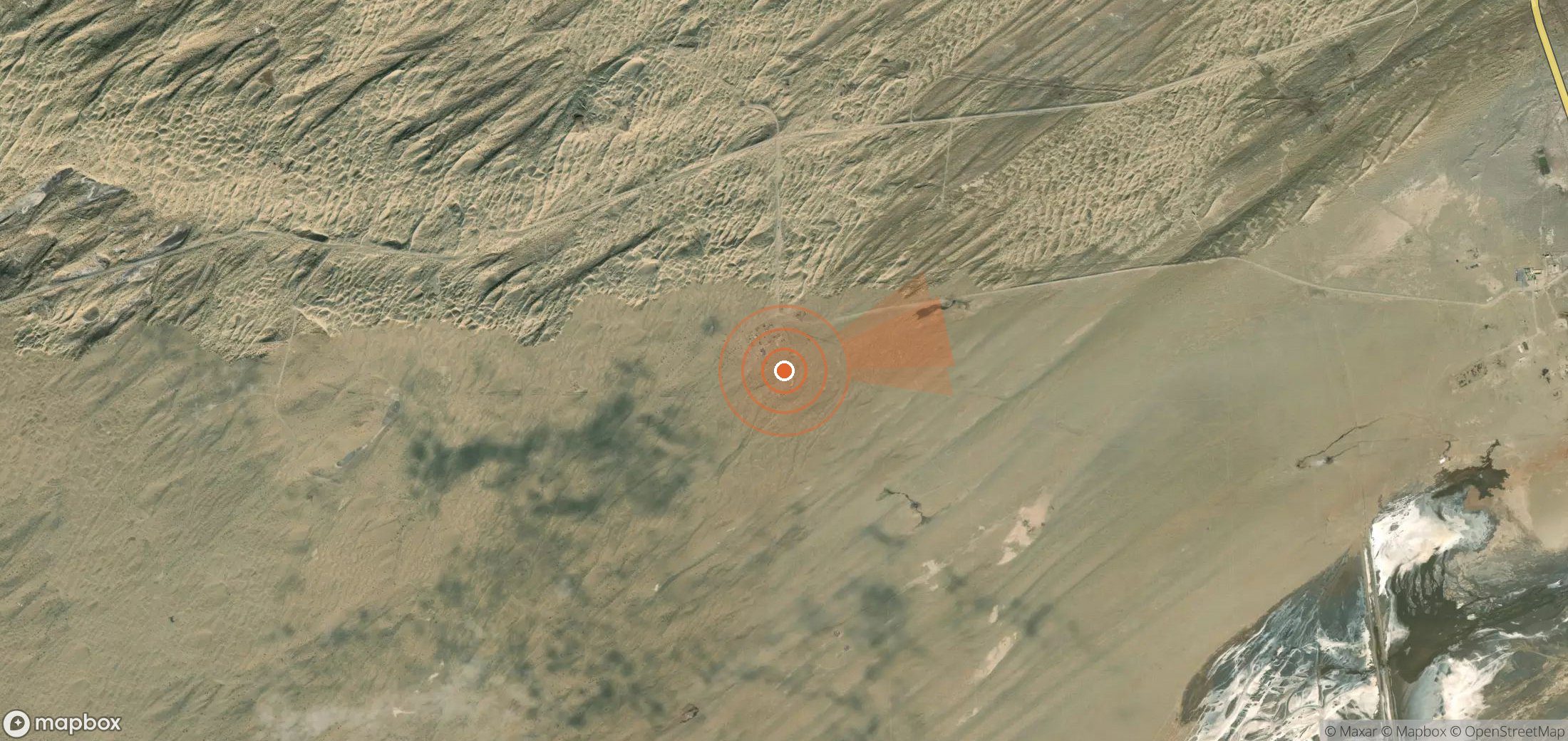Mapa satelital de plumas de metano en Turkmenistán